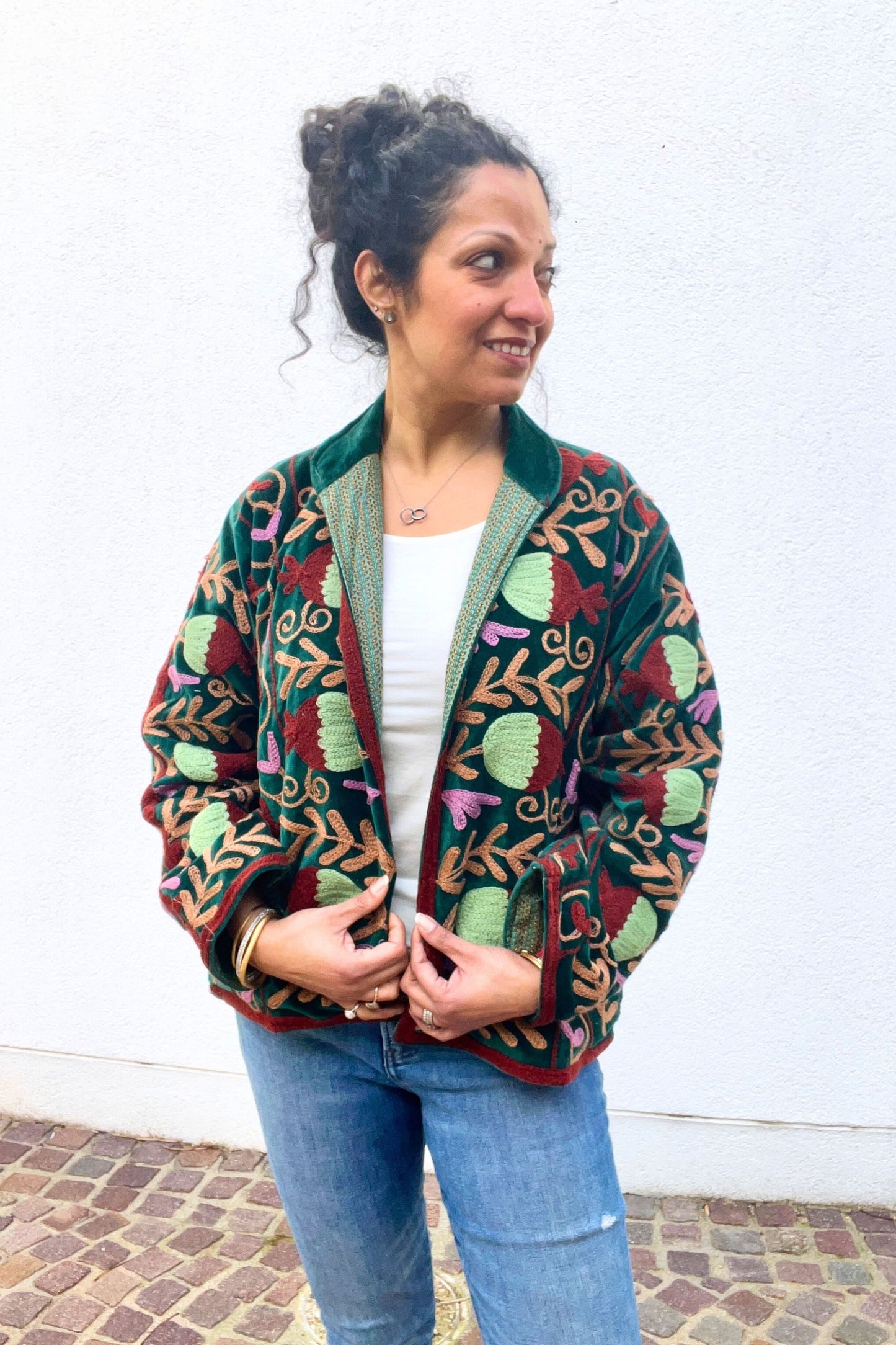 VELVET SUZANI JACKET - FOREST GREEN