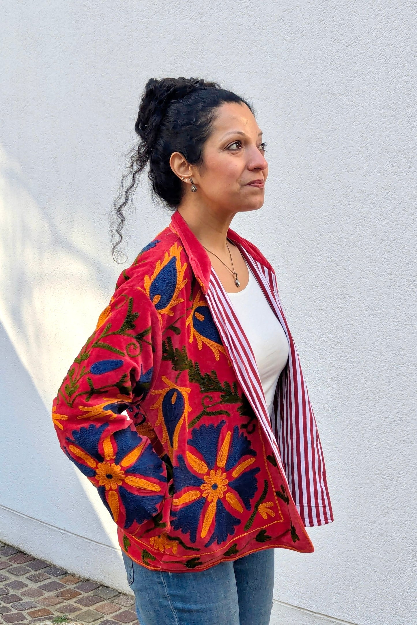 VELVET SUZANI JACKET - RED & ORANGE FLORAL