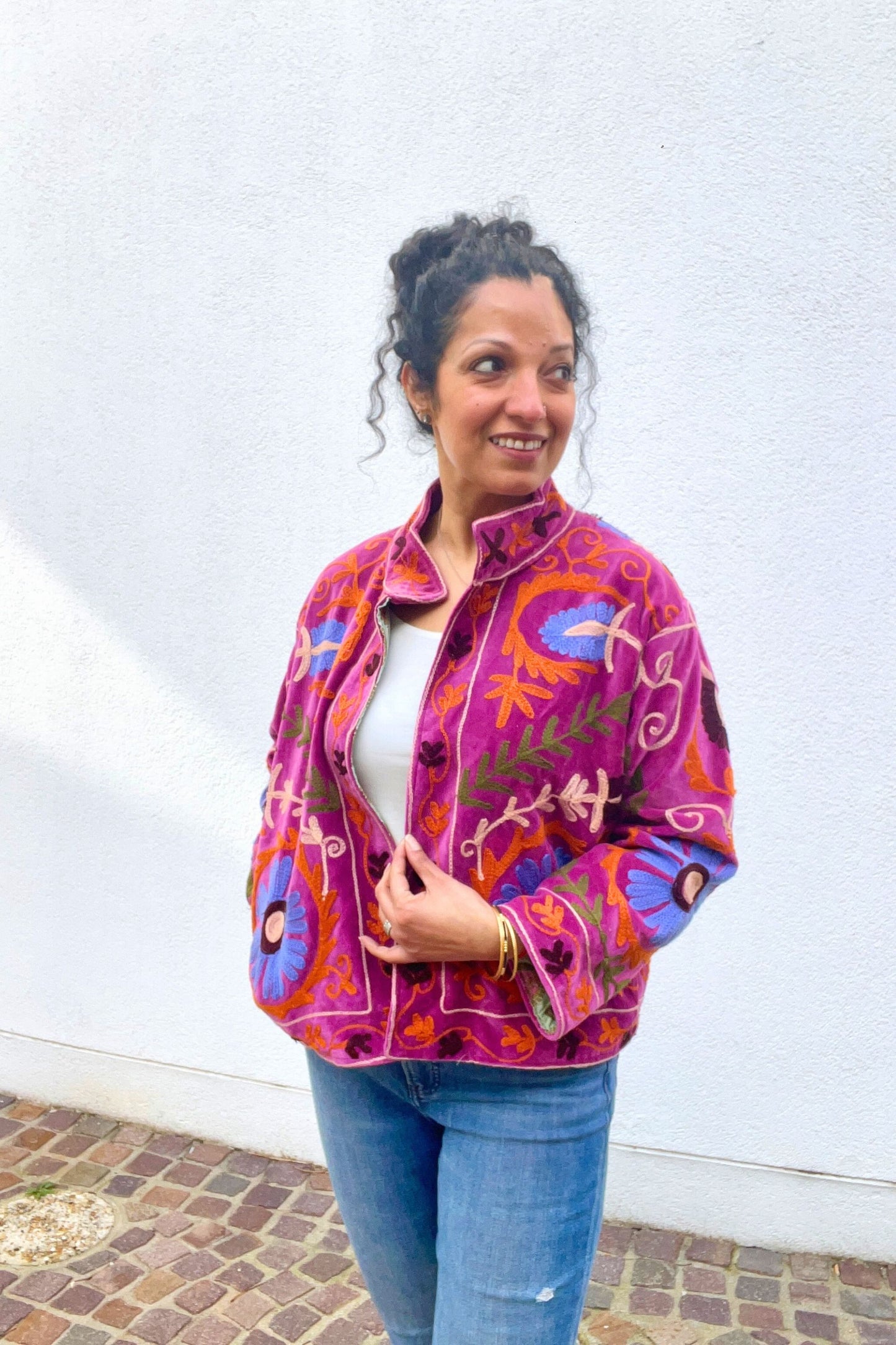 VELVET SUZANI JACKET - FUCHSIA FLORAL