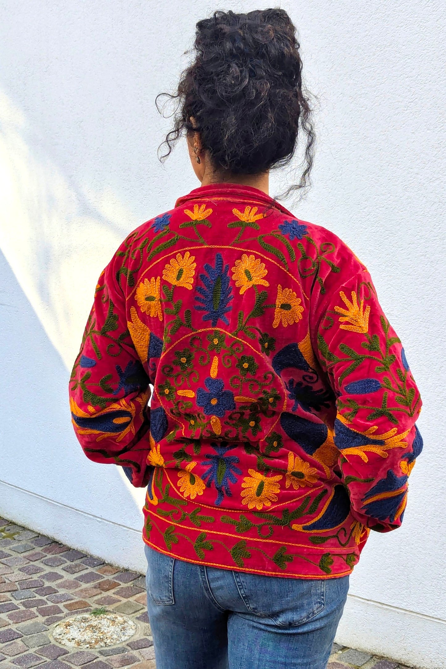 VELVET SUZANI JACKET - RED & ORANGE FLORAL