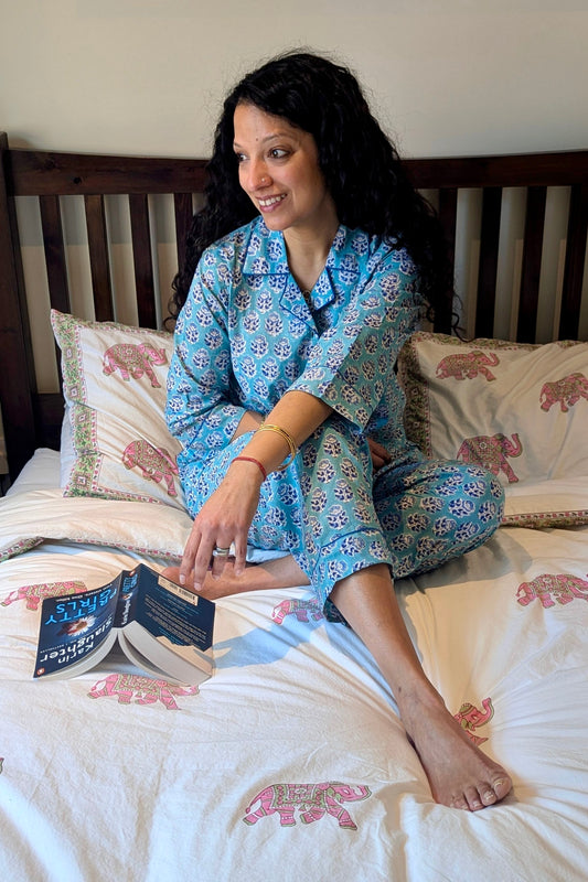 LONG PJ SET - BLUE FLORAL