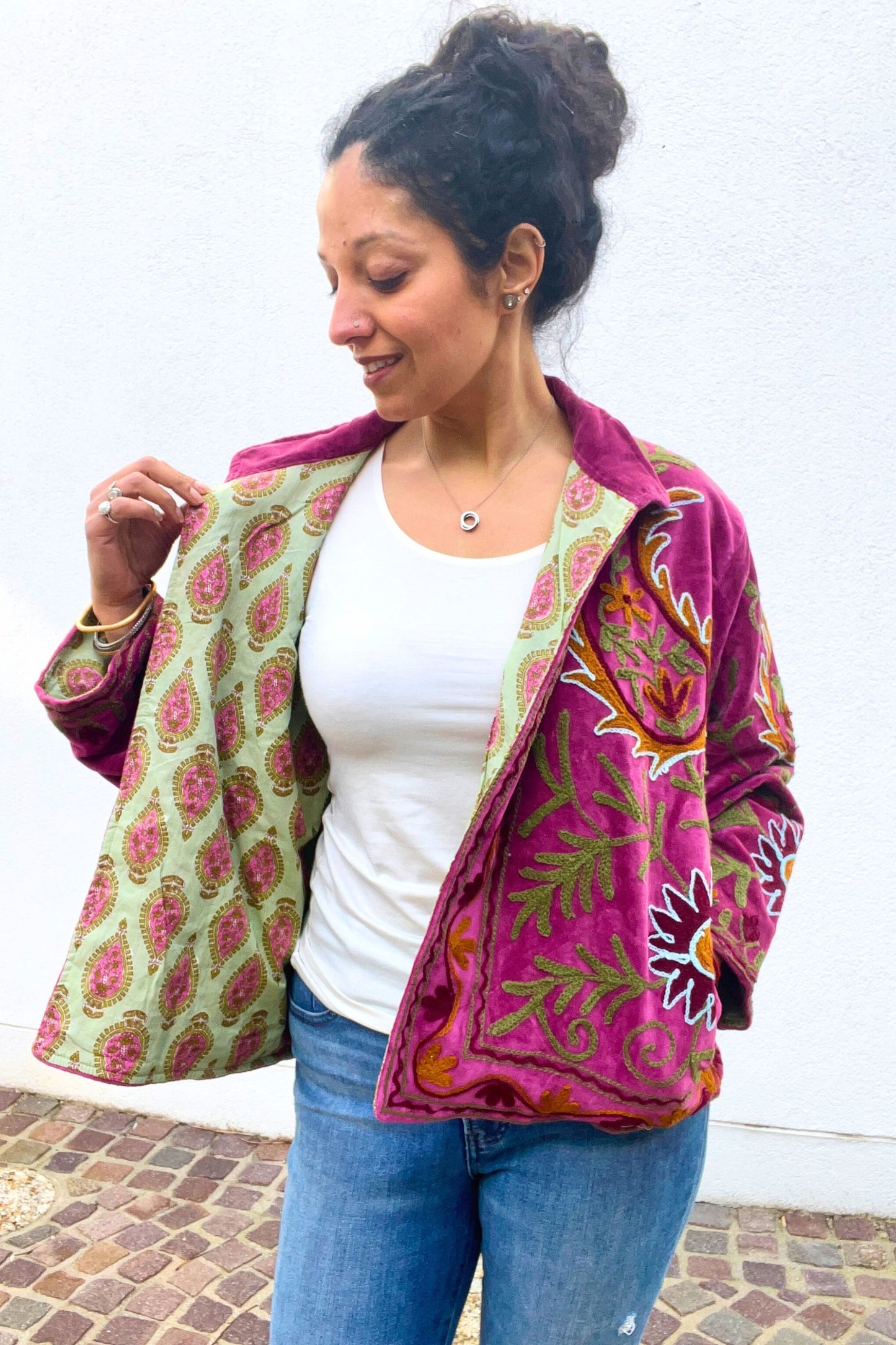 VELVET SUZANI JACKET - MAGENTA FLORAL