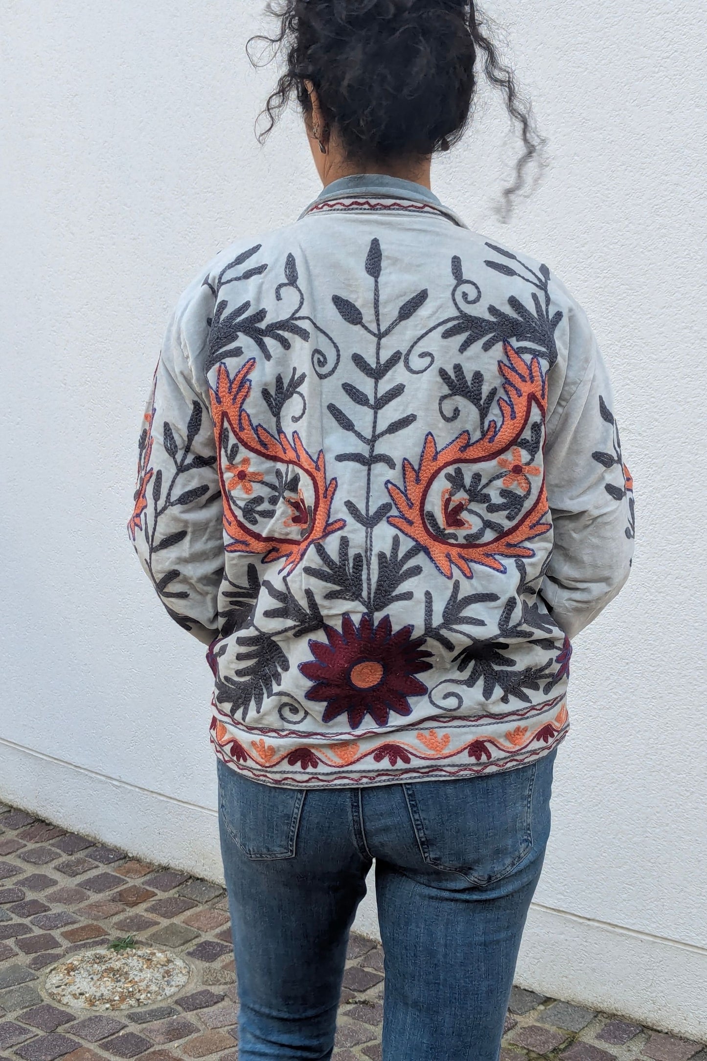 VELVET SUZANI JACKET - GREY & CORAL