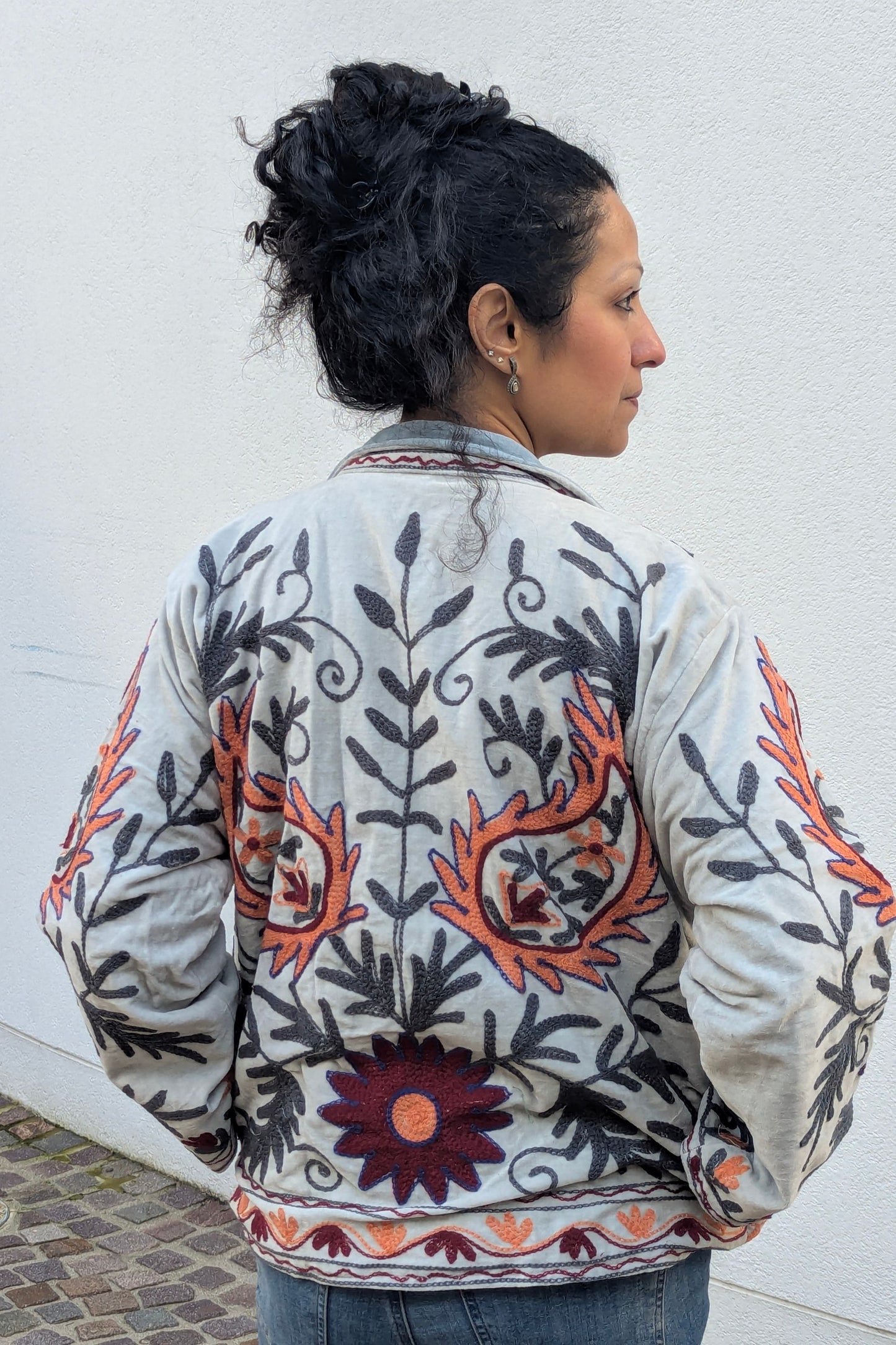 VELVET SUZANI JACKET - GREY & CORAL
