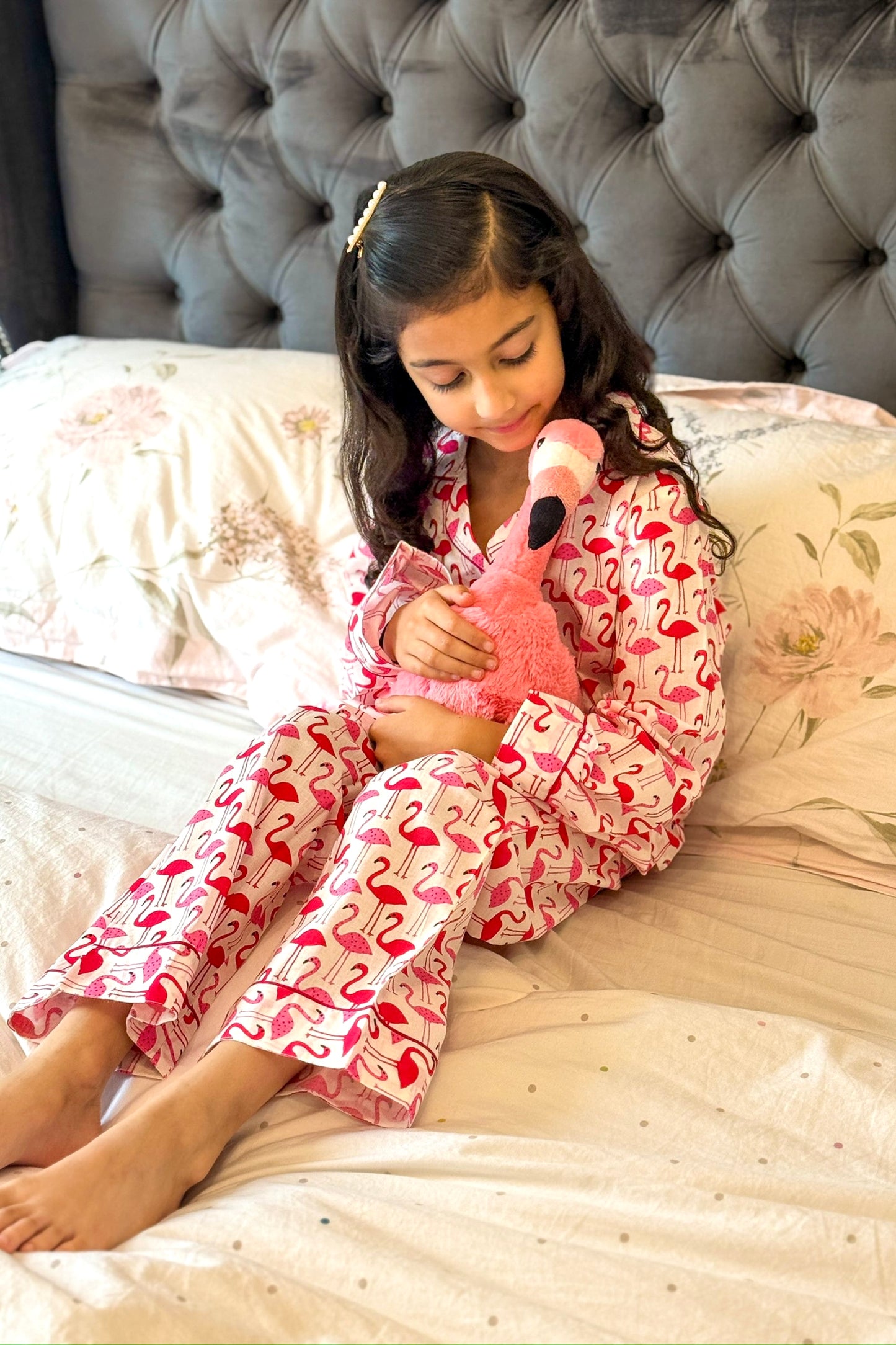KIDS COTTON PYJAMAS - PINK FLAMINGO