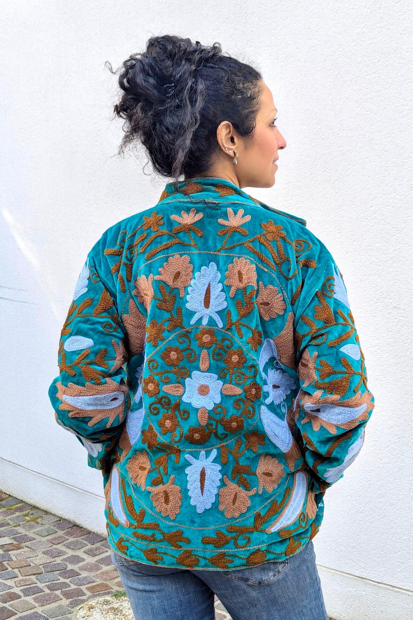 VELVET SUZANI JACKET - TEAL & POWDER BLUE FLORAL