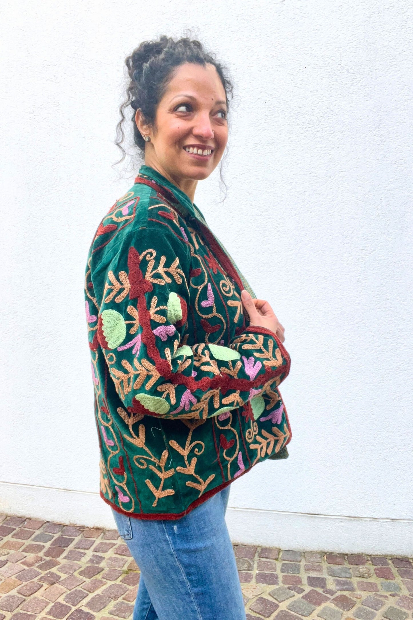 VELVET SUZANI JACKET - FOREST GREEN