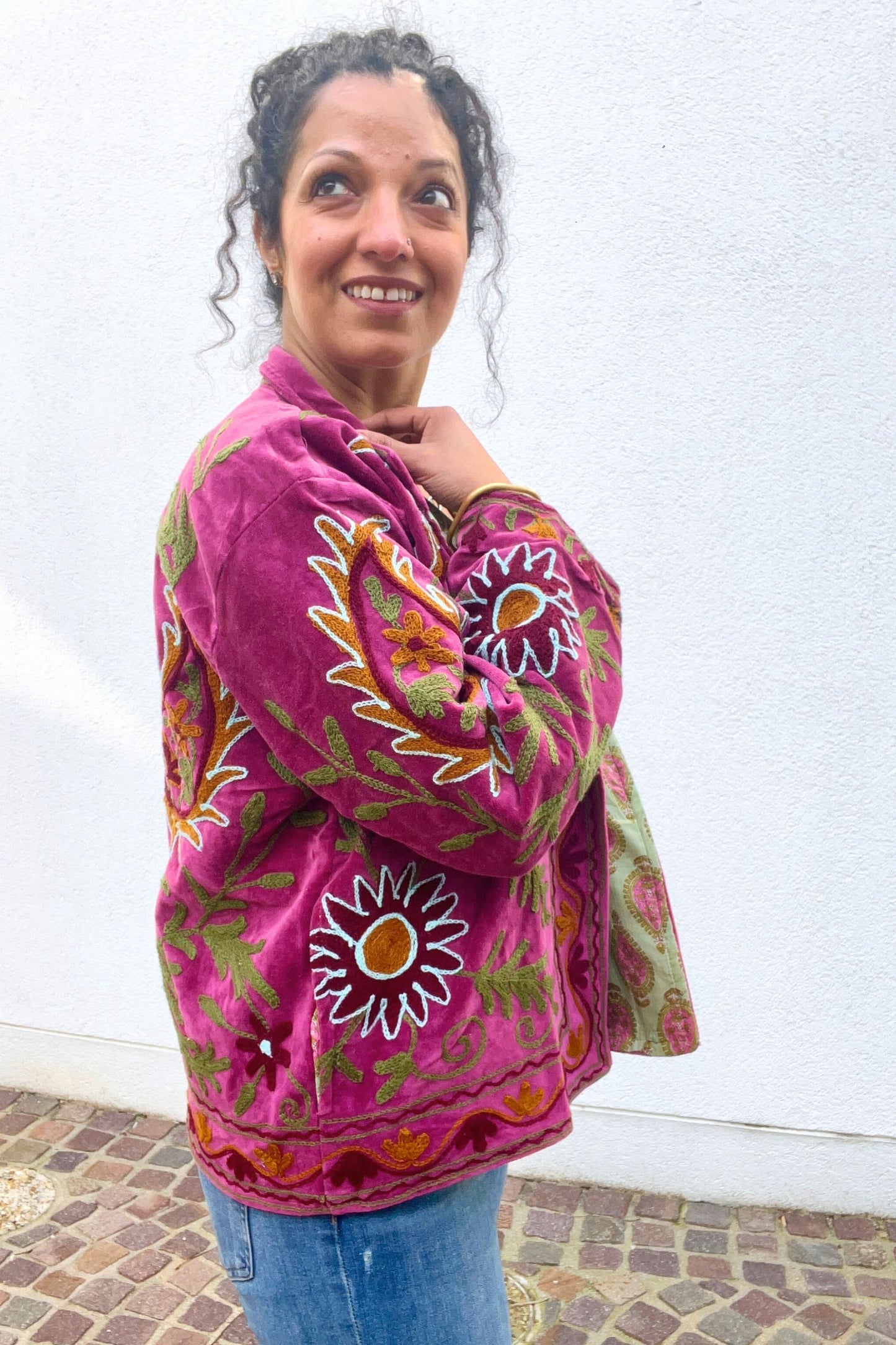 VELVET SUZANI JACKET - MAGENTA FLORAL