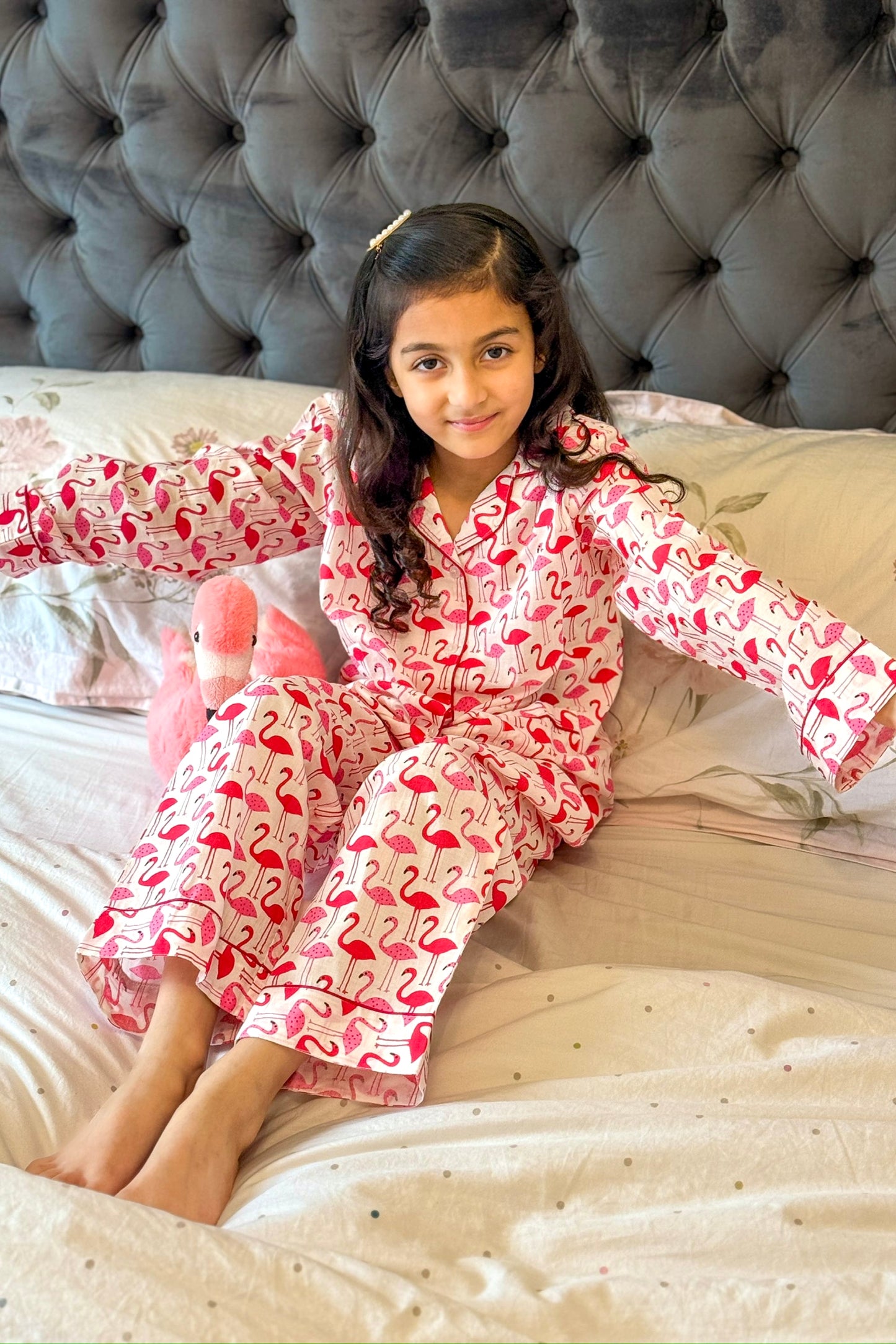 KIDS COTTON PYJAMAS - PINK FLAMINGO