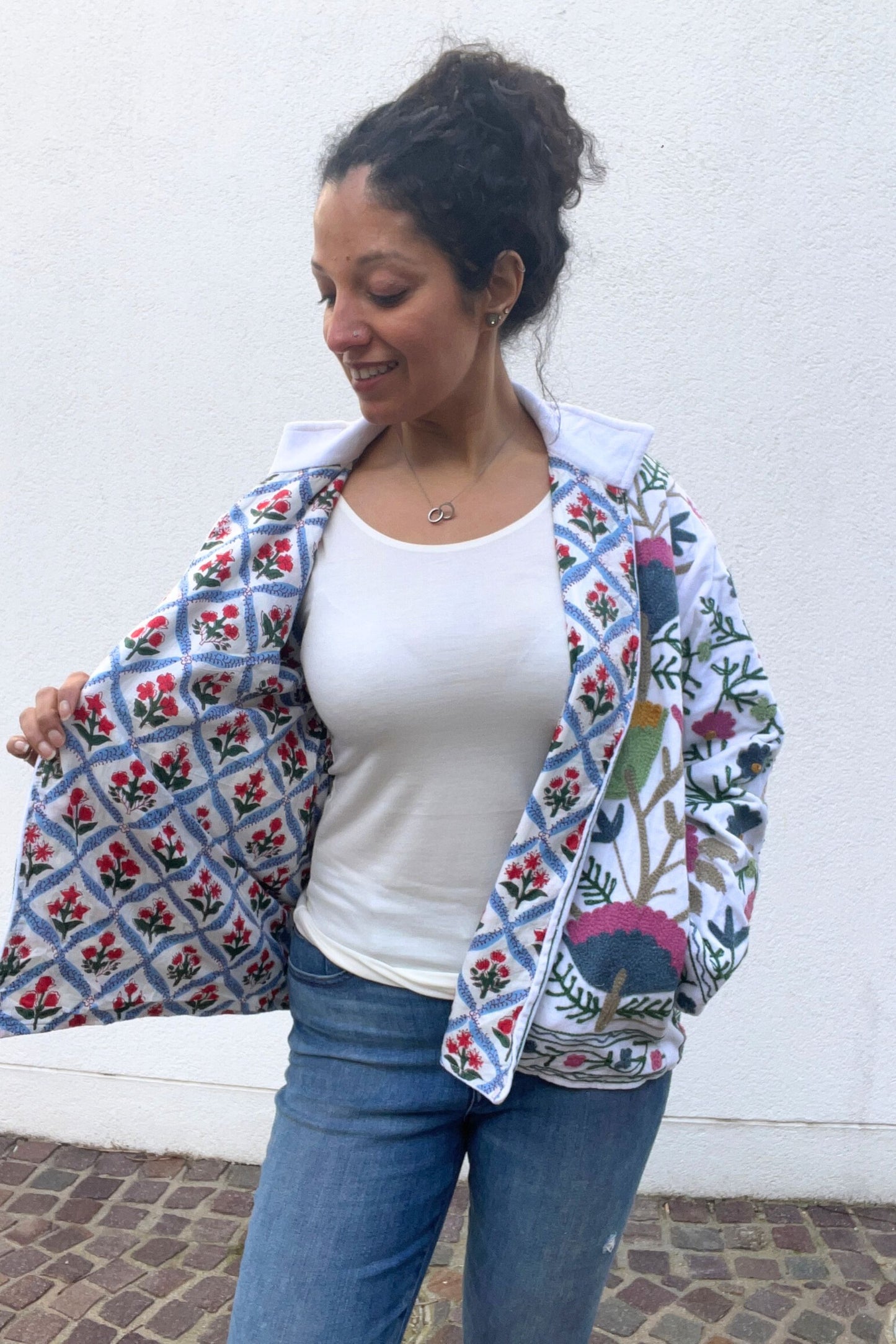 VELVET SUZANI JACKET - IVORY FLORAL