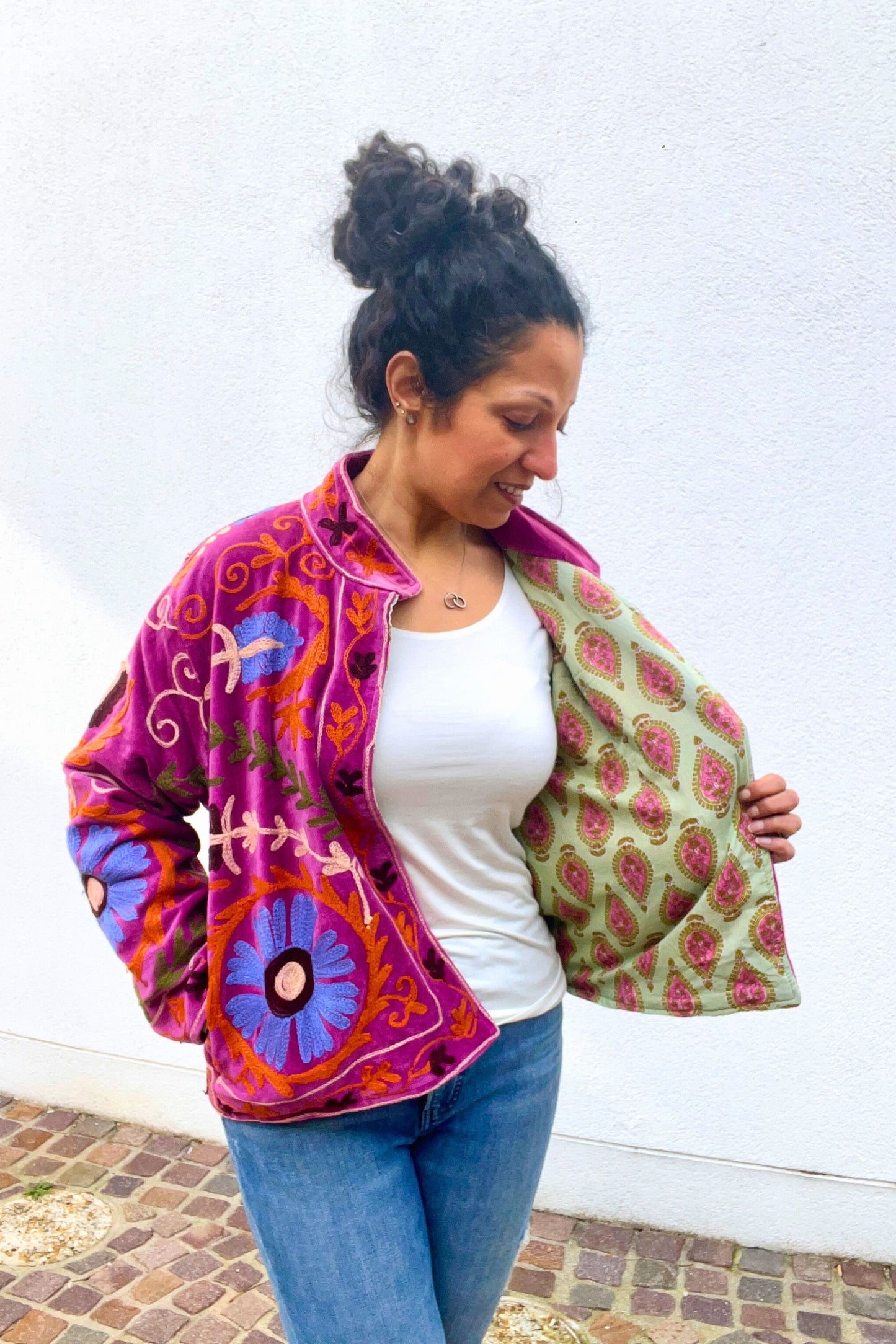 VELVET SUZANI JACKET - FUCHSIA FLORAL