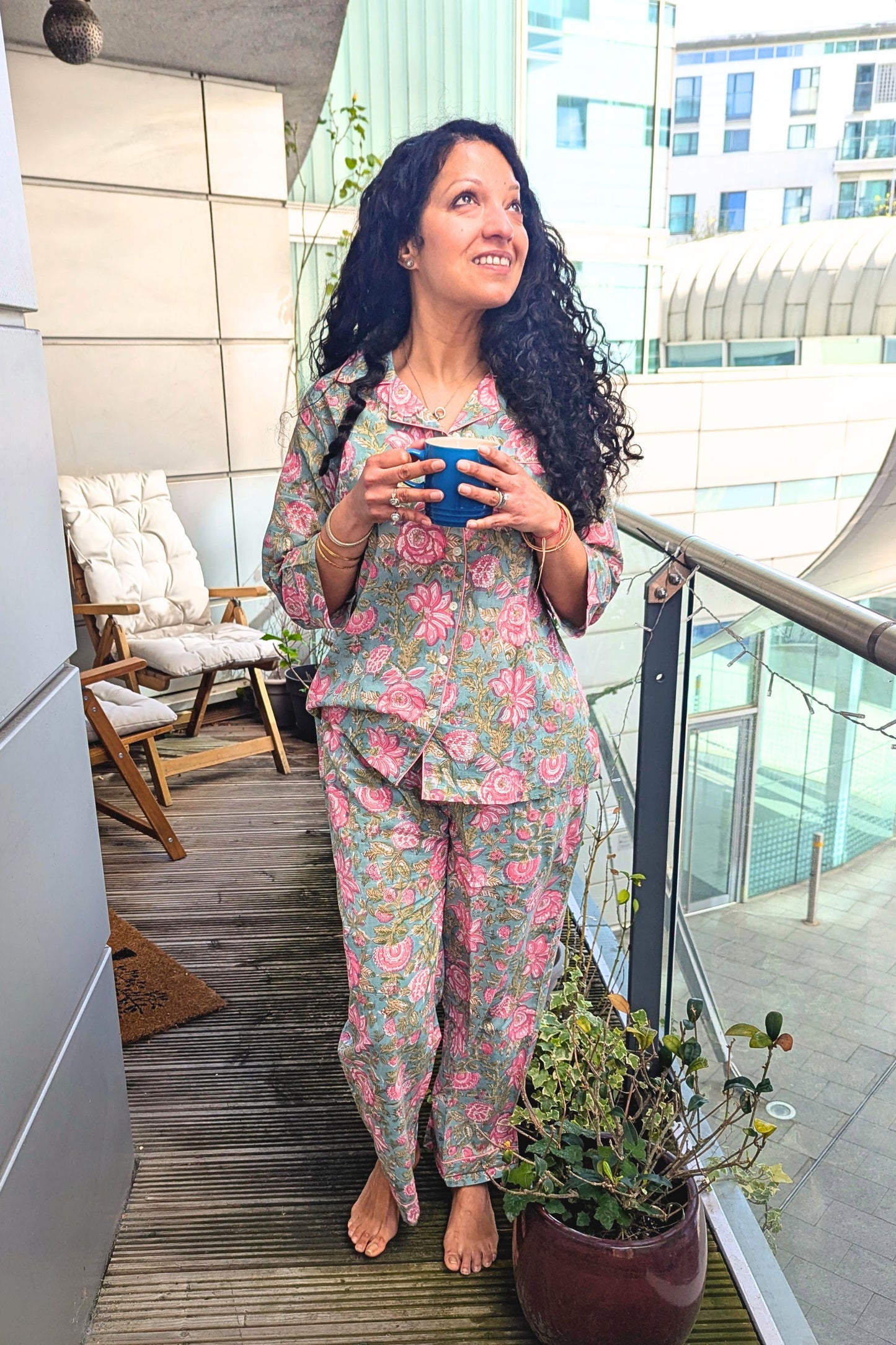 LONG PJ SET - SEA GREEN FLORAL