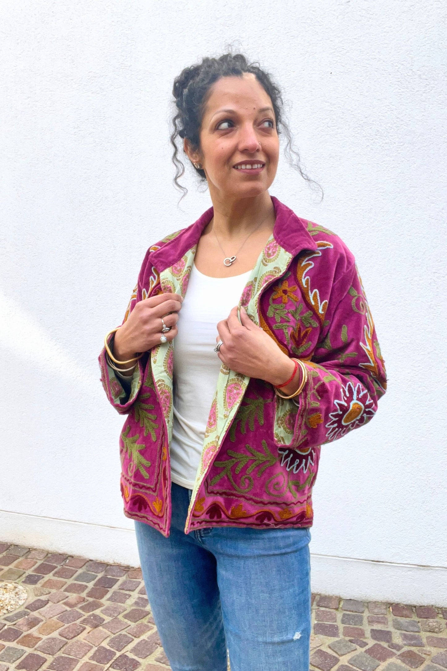 VELVET SUZANI JACKET - MAGENTA FLORAL