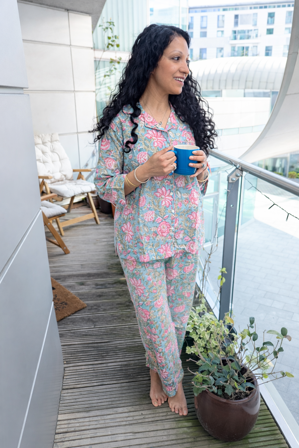 LONG PJ SET - SEA GREEN FLORAL