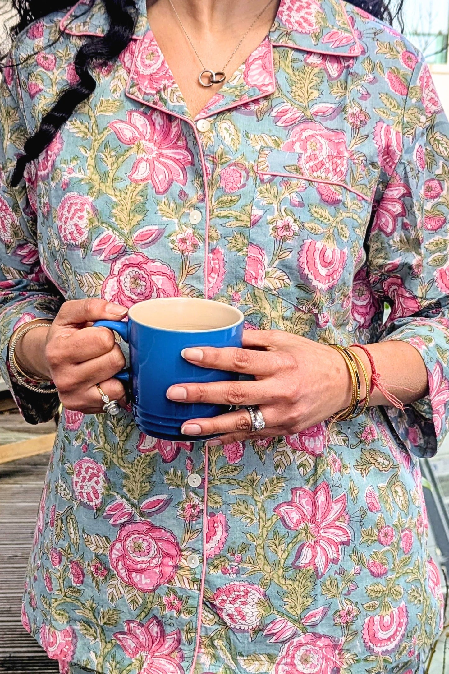 LONG PJ SET - SEA GREEN FLORAL