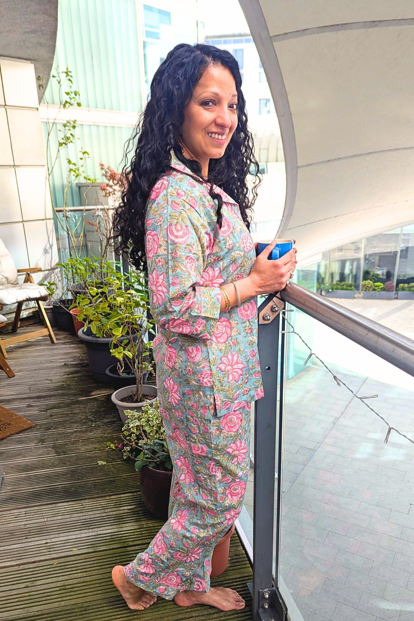 LONG PJ SET - SEA GREEN FLORAL
