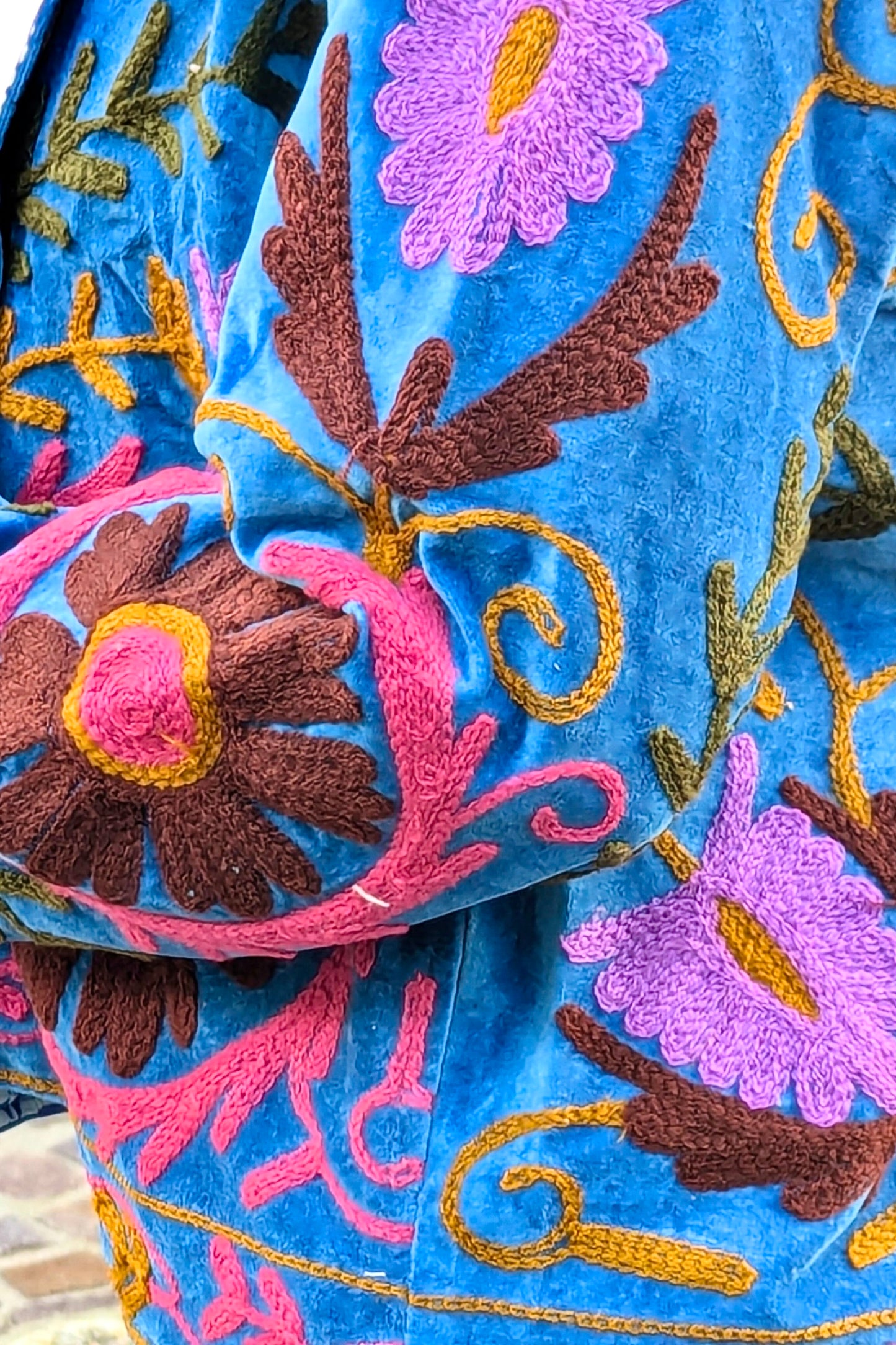 VELVET SUZANI JACKET - BLUE & PINK FLORAL