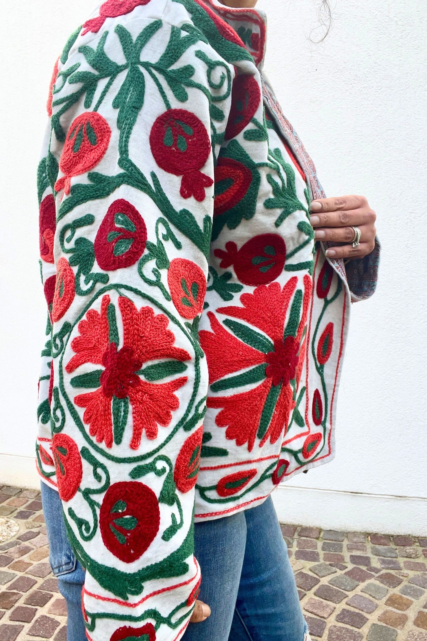 VELVET SUZANI JACKET - BLUE-GREY FLORAL