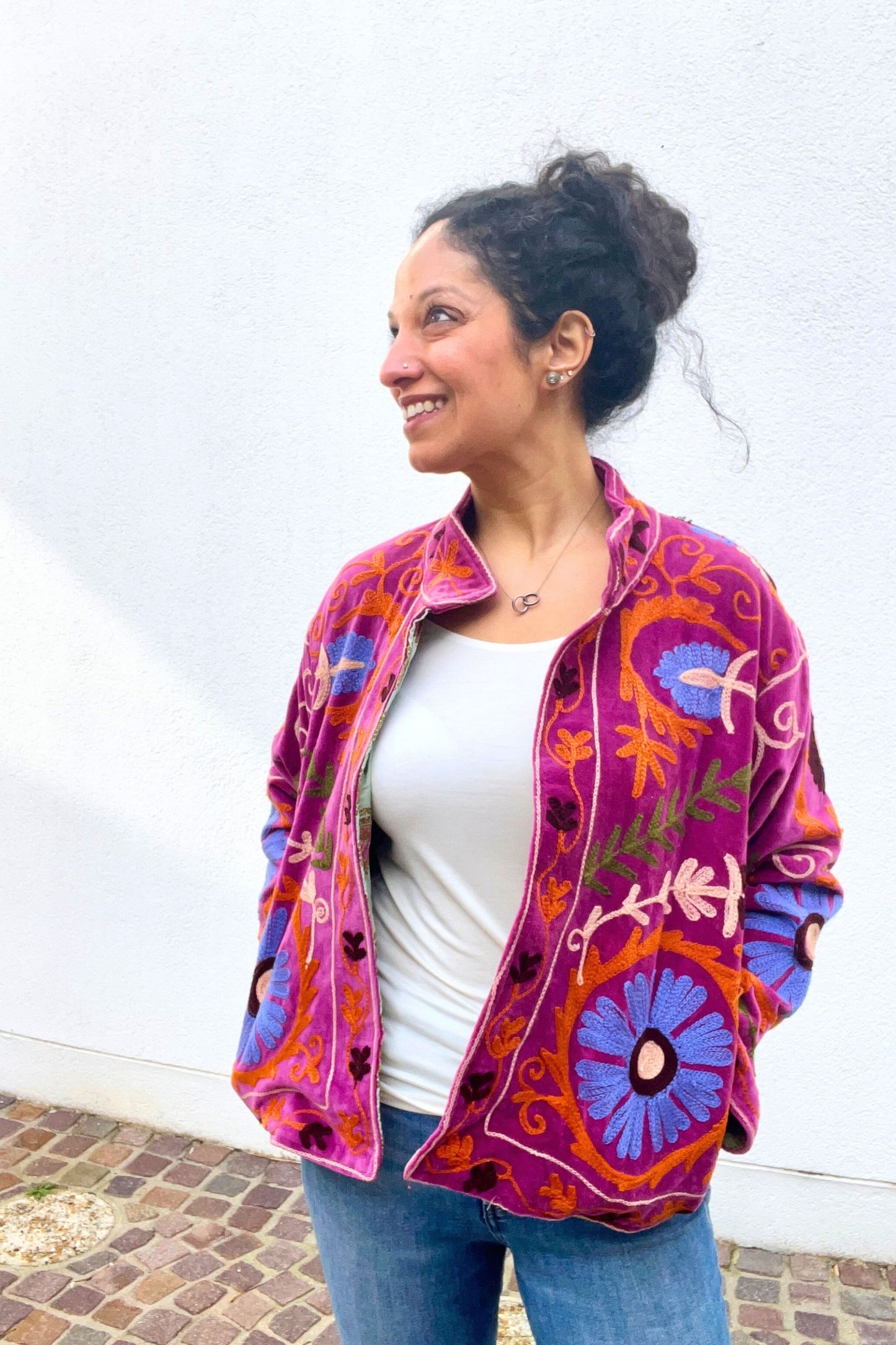 VELVET SUZANI JACKET - FUCHSIA FLORAL