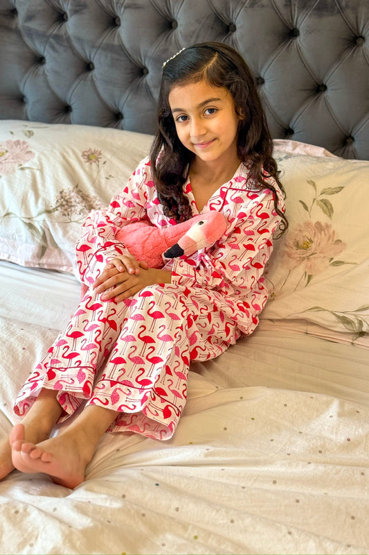 PINK FLAMINGO KIDS COTTON PYJAMAS