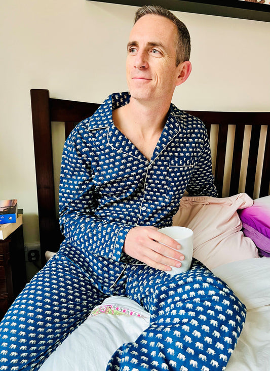 MIDNIGHT ELEPHANT MEN’S LONG PYJAMAS