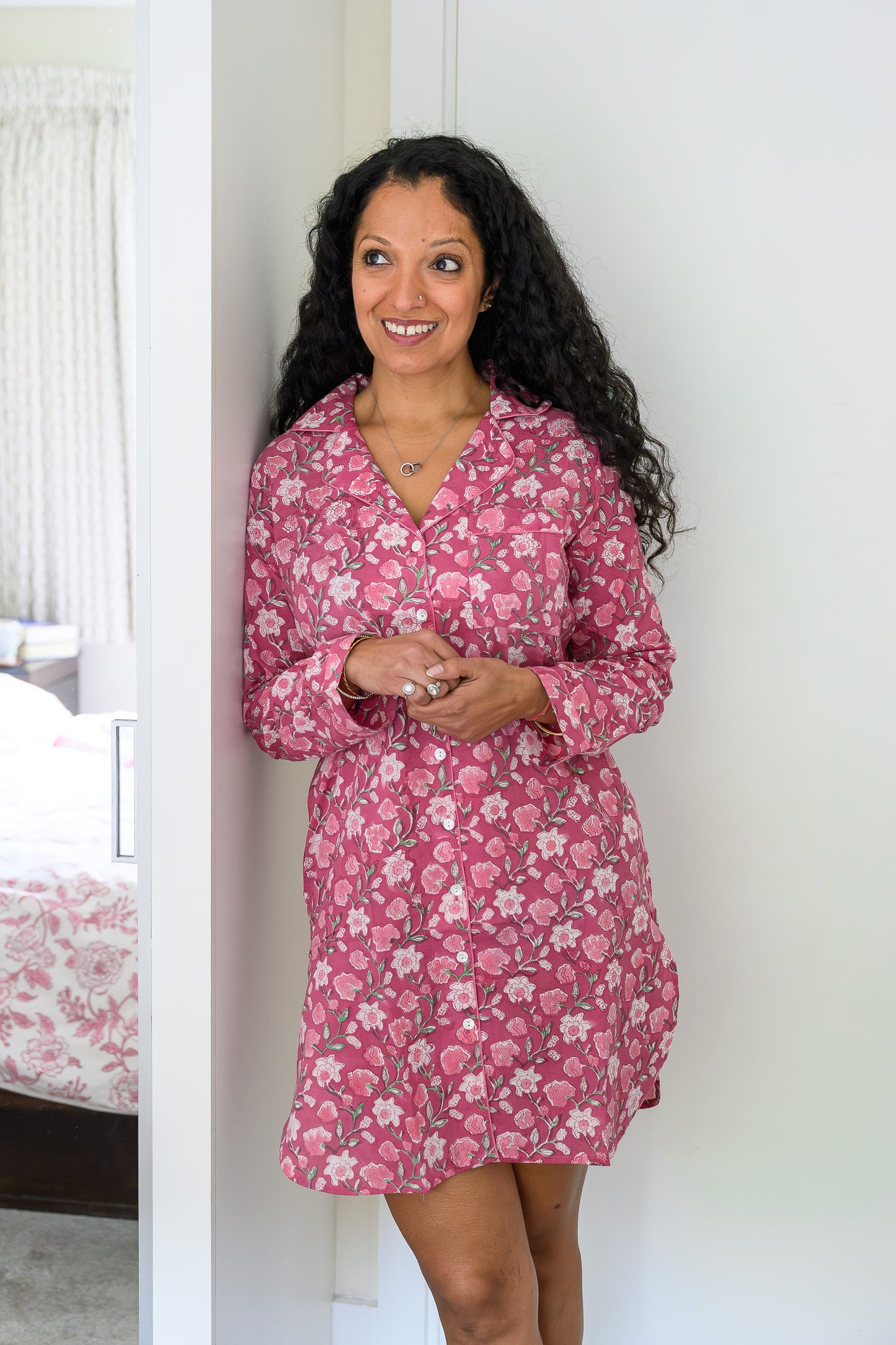 WOMEN'S PURE COTTON NIGHTSHIRT - DUSTY ROSE