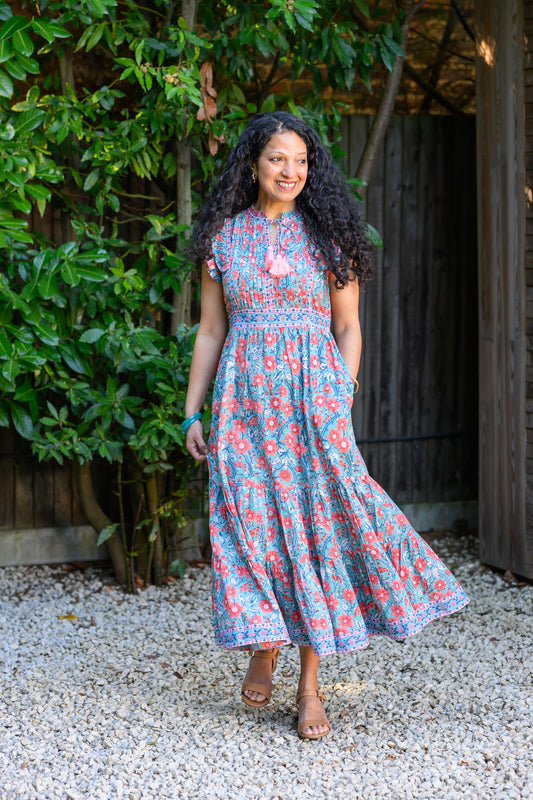AVA DRESS - TURQUOISE FLORAL