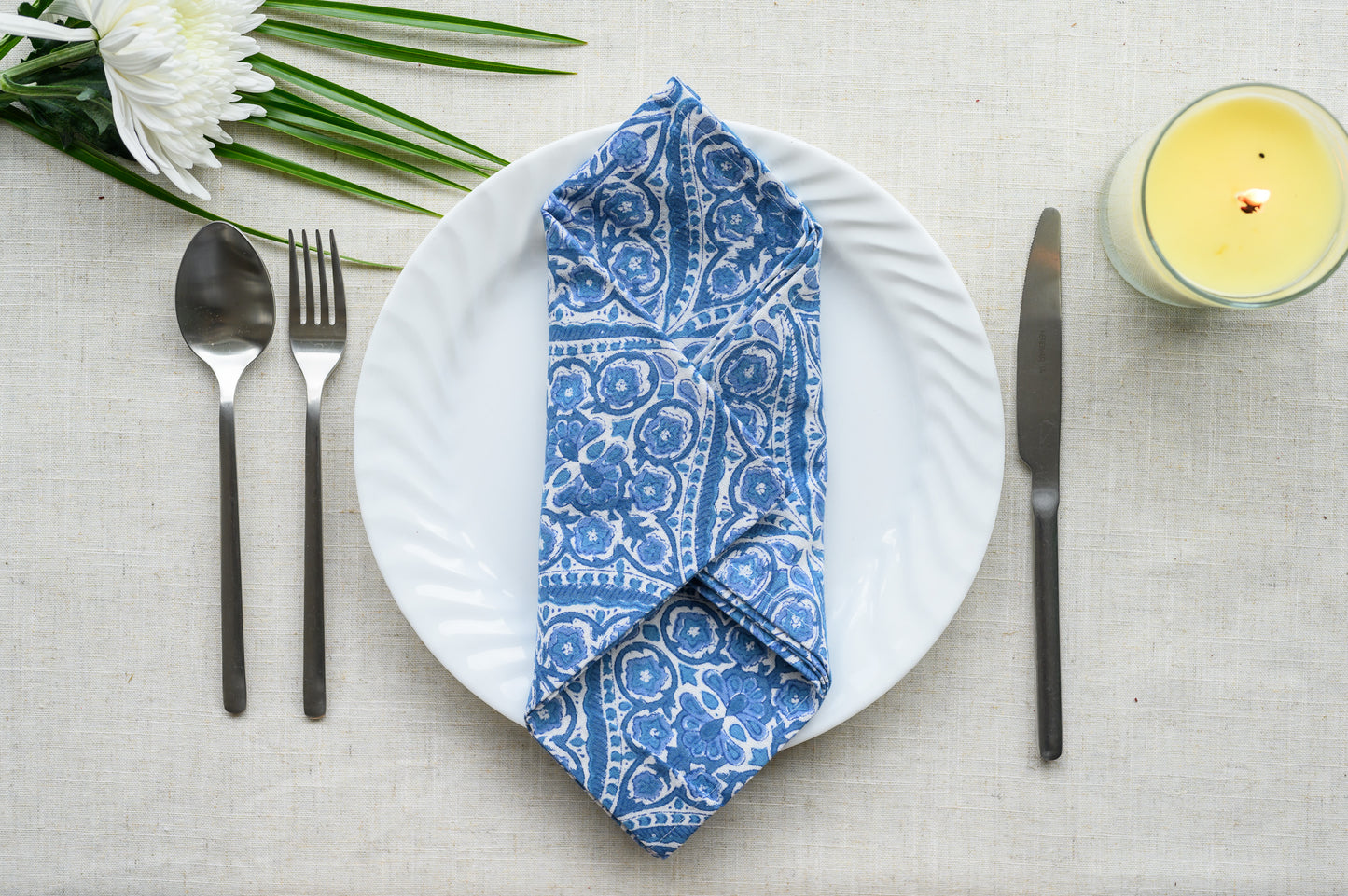 AZURE BLOCK PRINT NAPKINS
