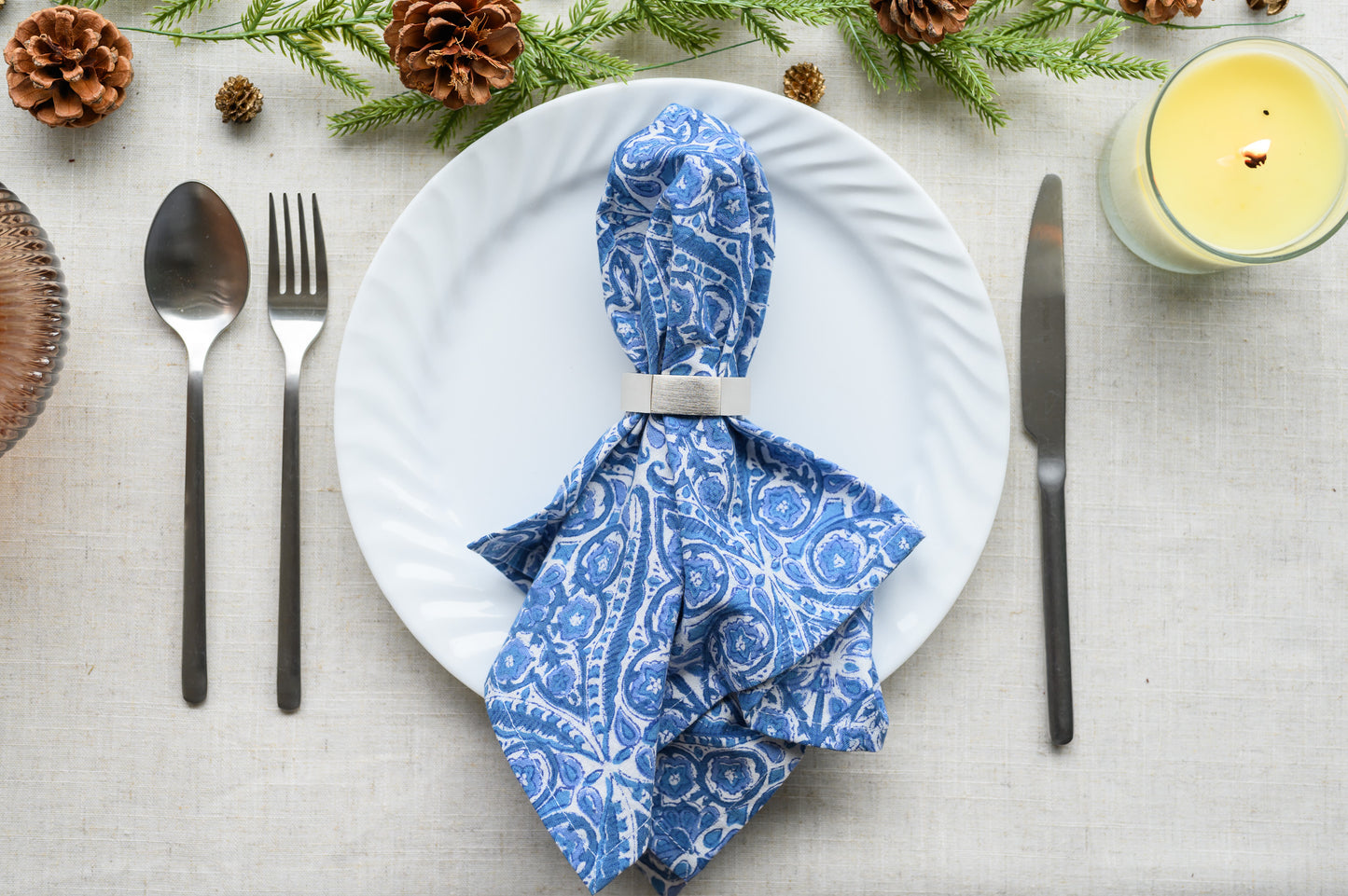 AZURE BLOCK PRINT NAPKINS