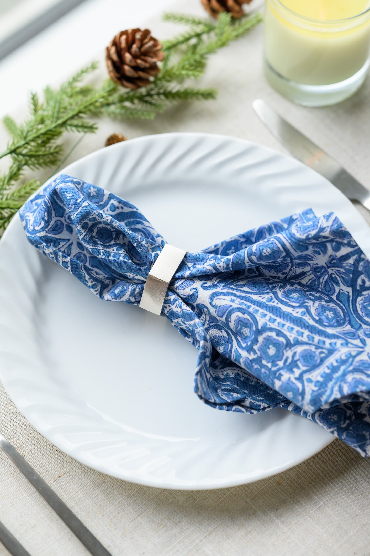 AZURE BLOCK PRINT NAPKINS