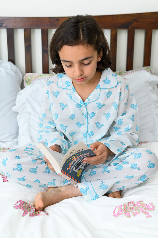 BLUE BIRDS KIDS COTTON PYJAMAS