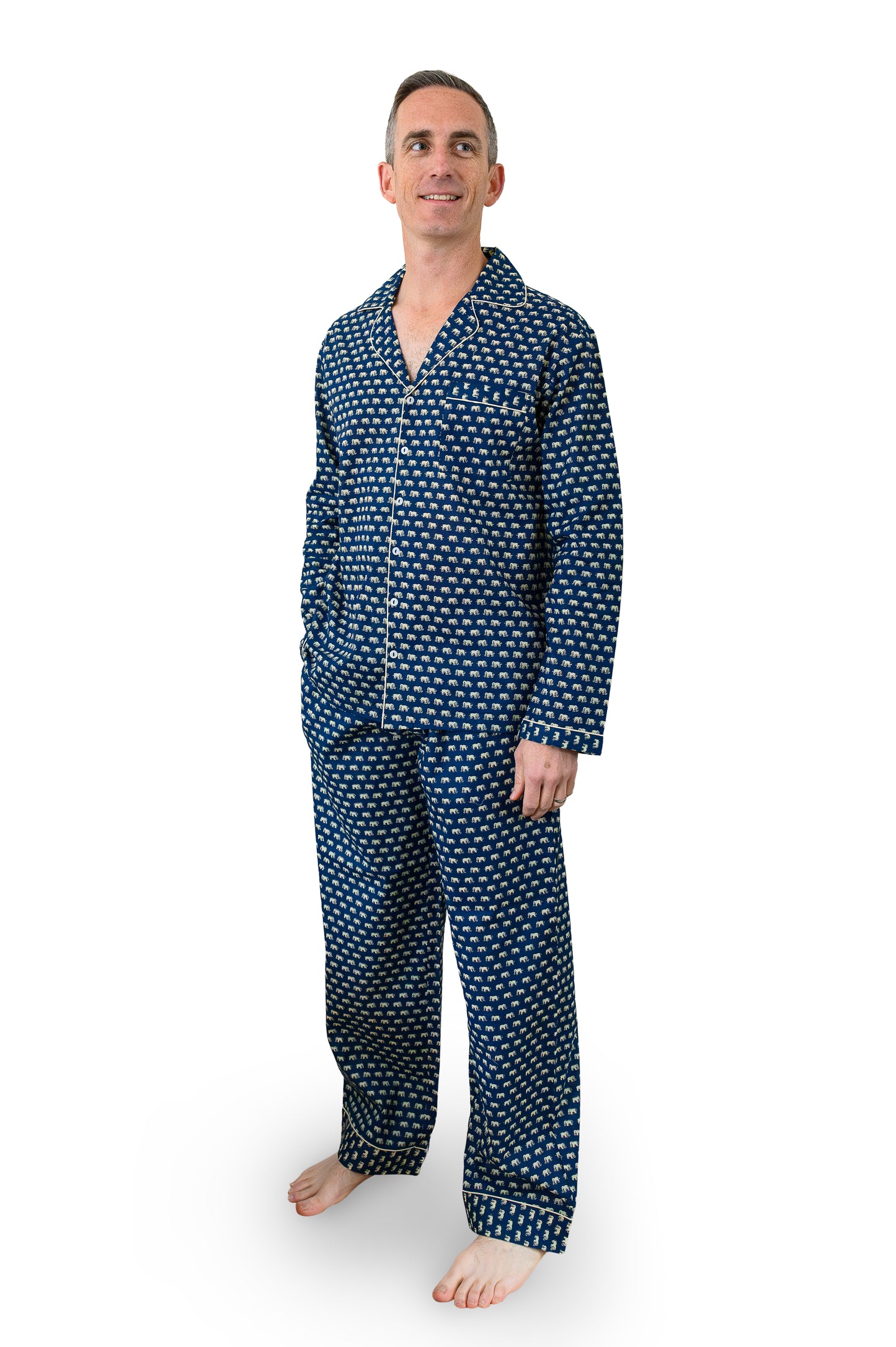 MIDNIGHT ELEPHANT MEN’S LONG PYJAMAS