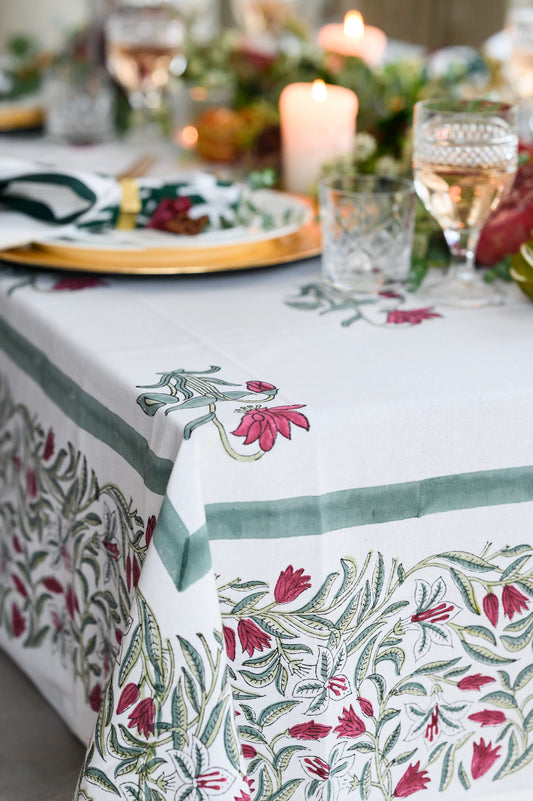 BERRY FLORAL VINE TABLECLOTH - PREORDER