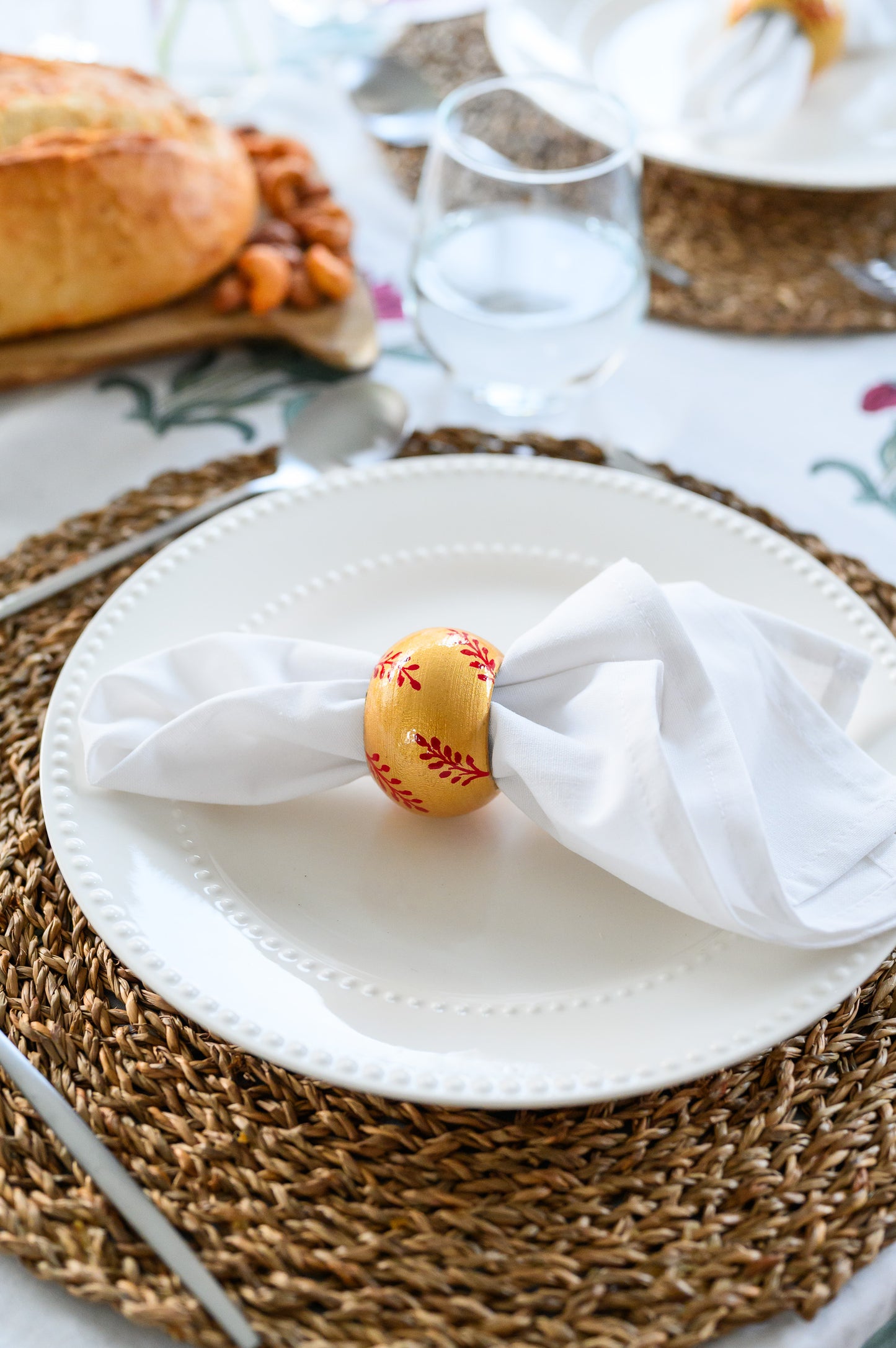 GOLD LEAF HAND PAINTED NAPKIN RINGS