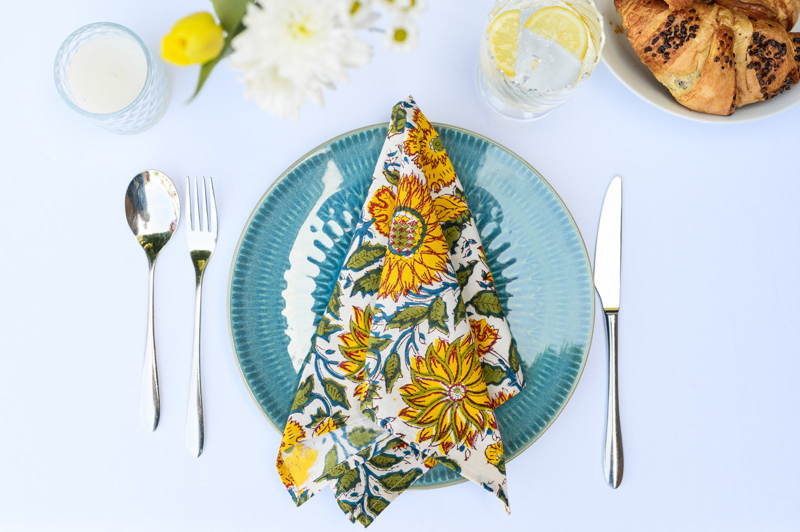 SUNFLOWER BLOCK PRINT NAPKINS