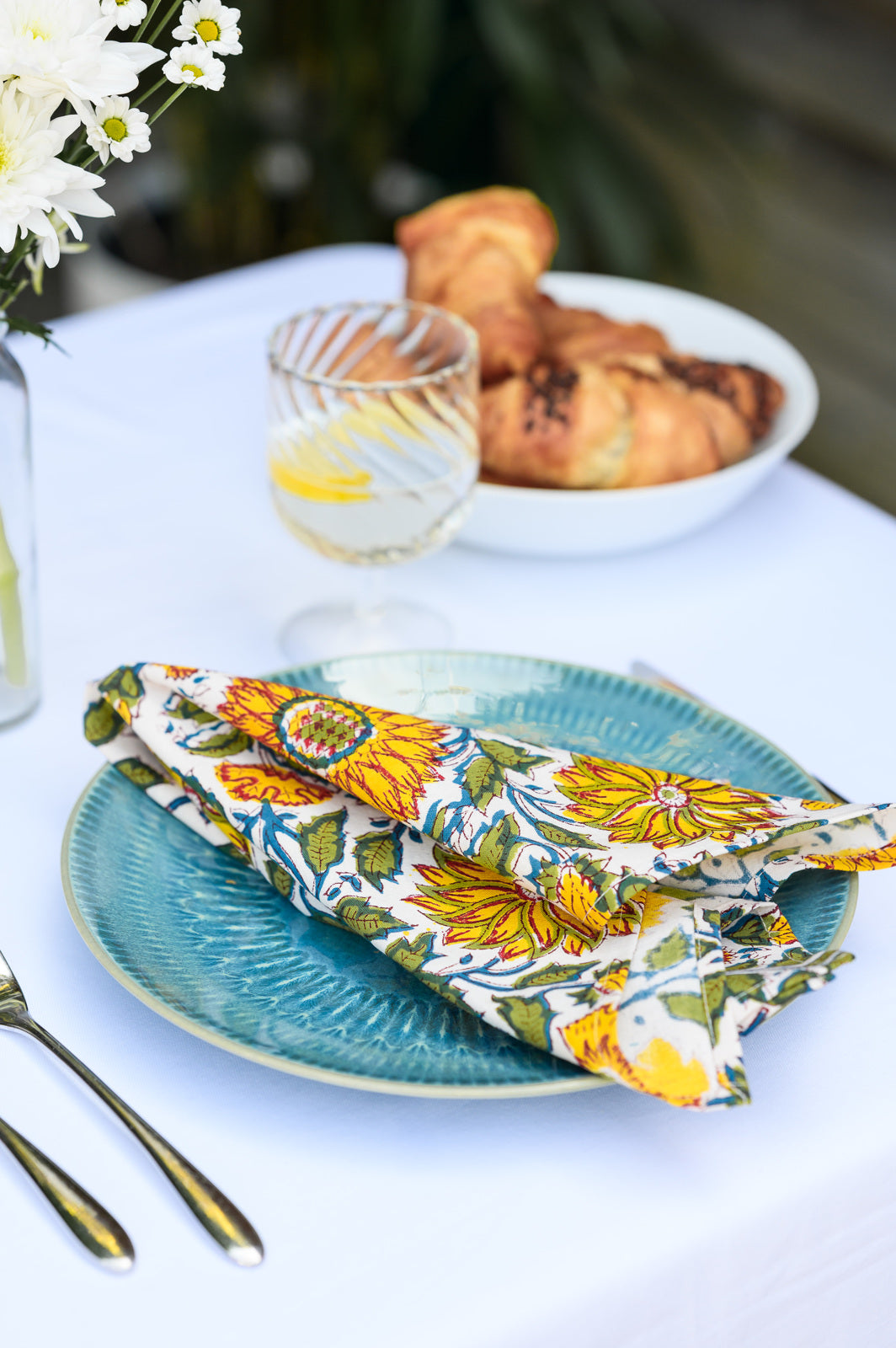 SUNFLOWER BLOCK PRINT NAPKINS