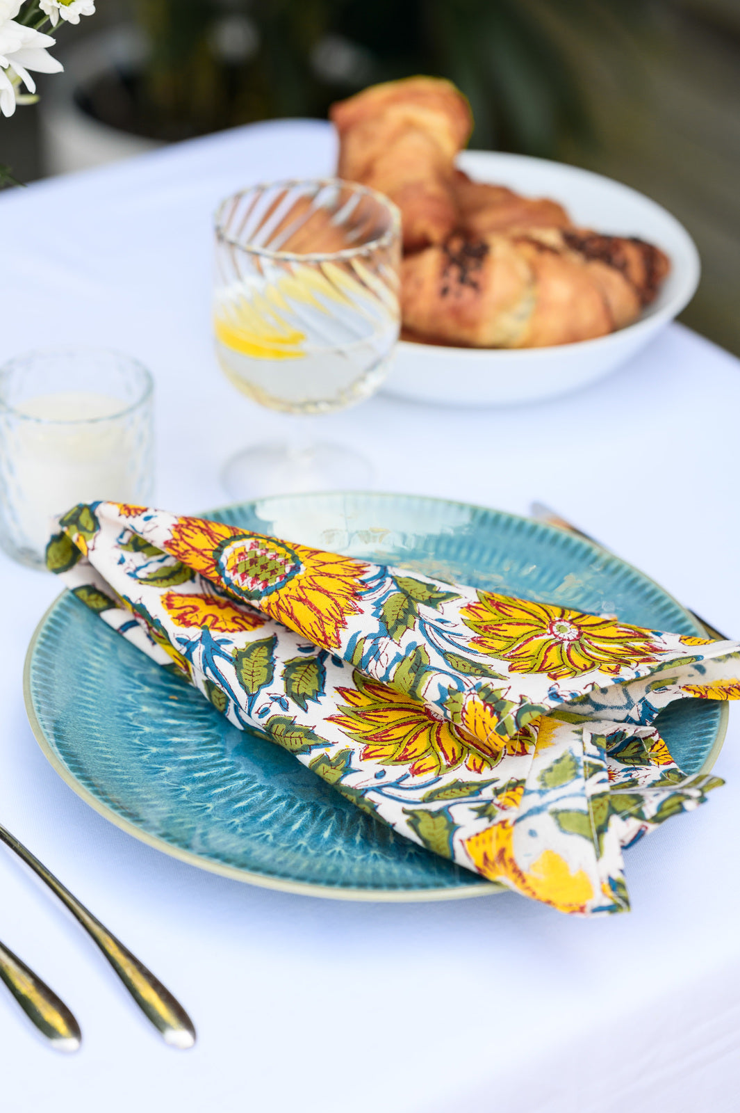 SUNFLOWER BLOCK PRINT NAPKINS