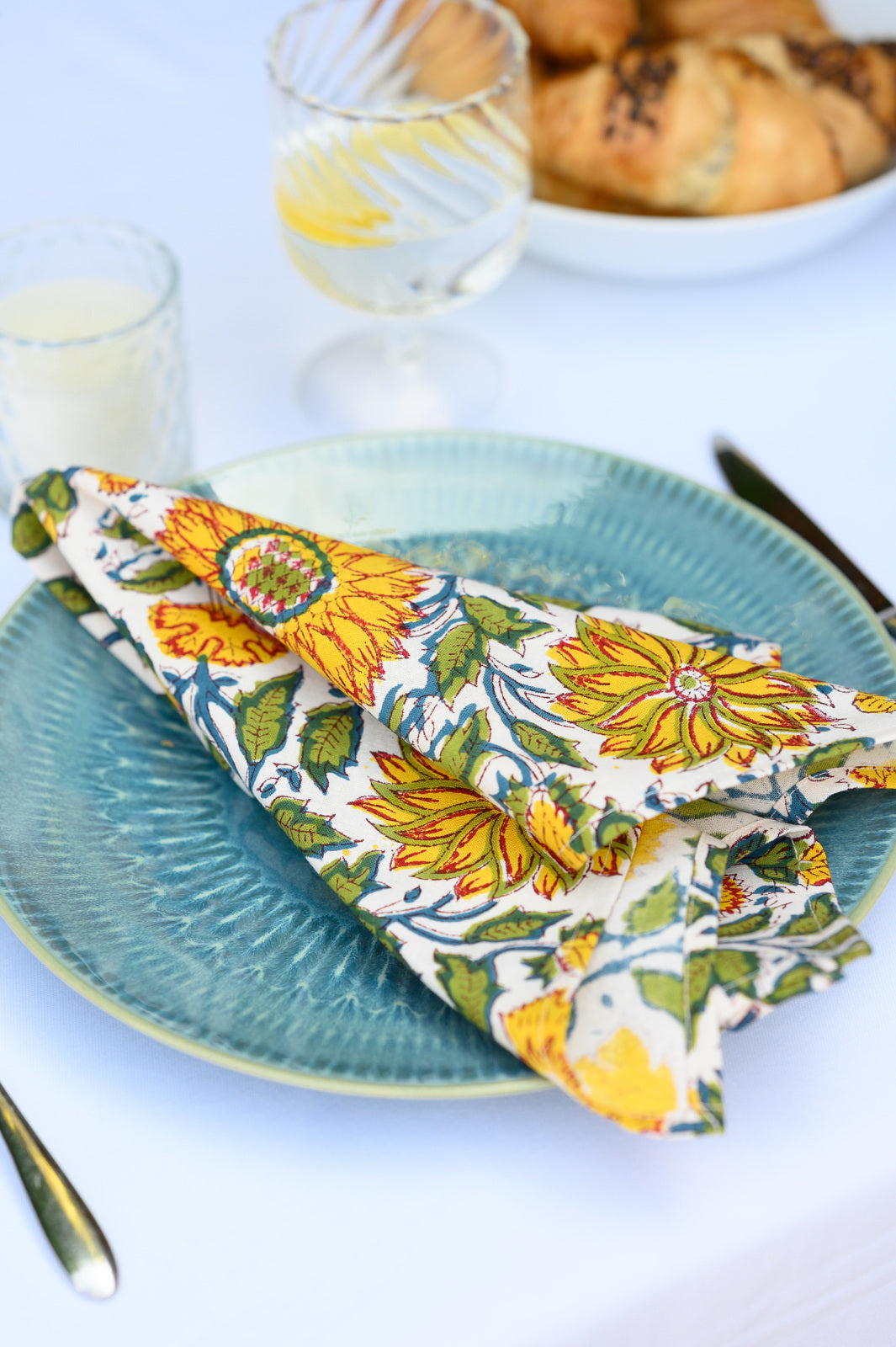 SUNFLOWER BLOCK PRINT NAPKINS