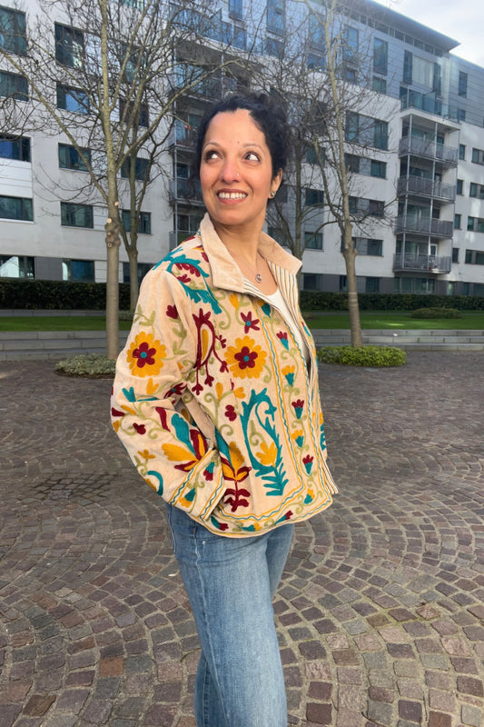VELVET SUZANI JACKET - CREAM FLORAL