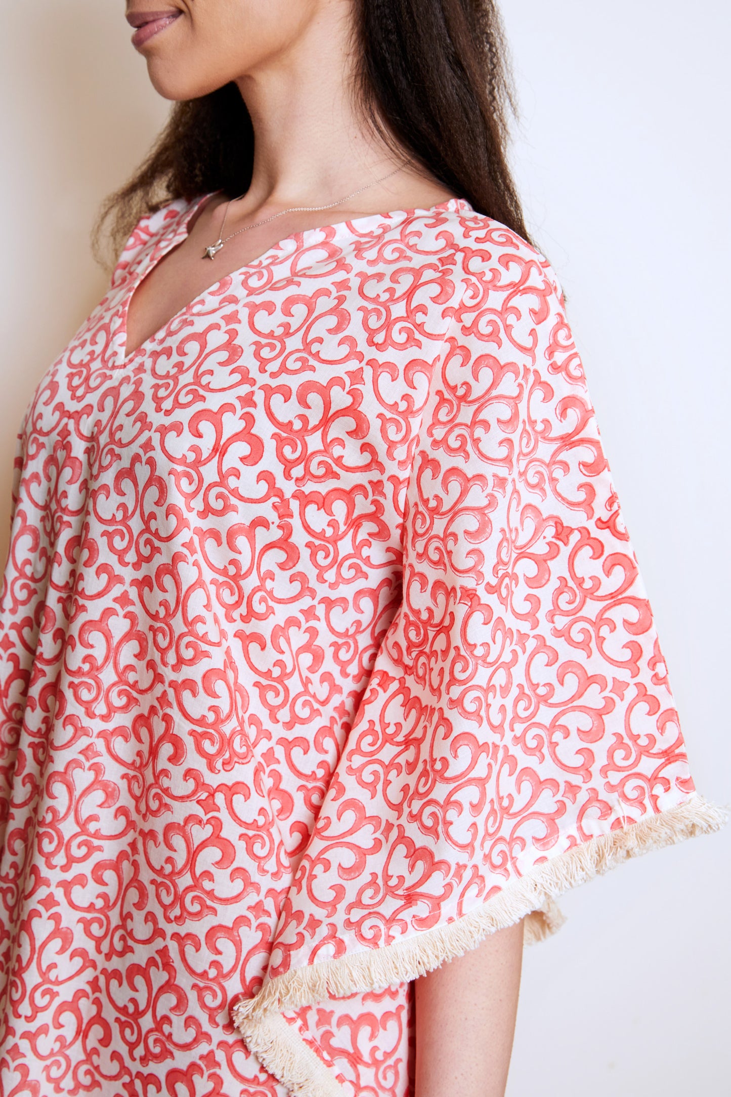 Block Print Cotton Kaftan Cover-up