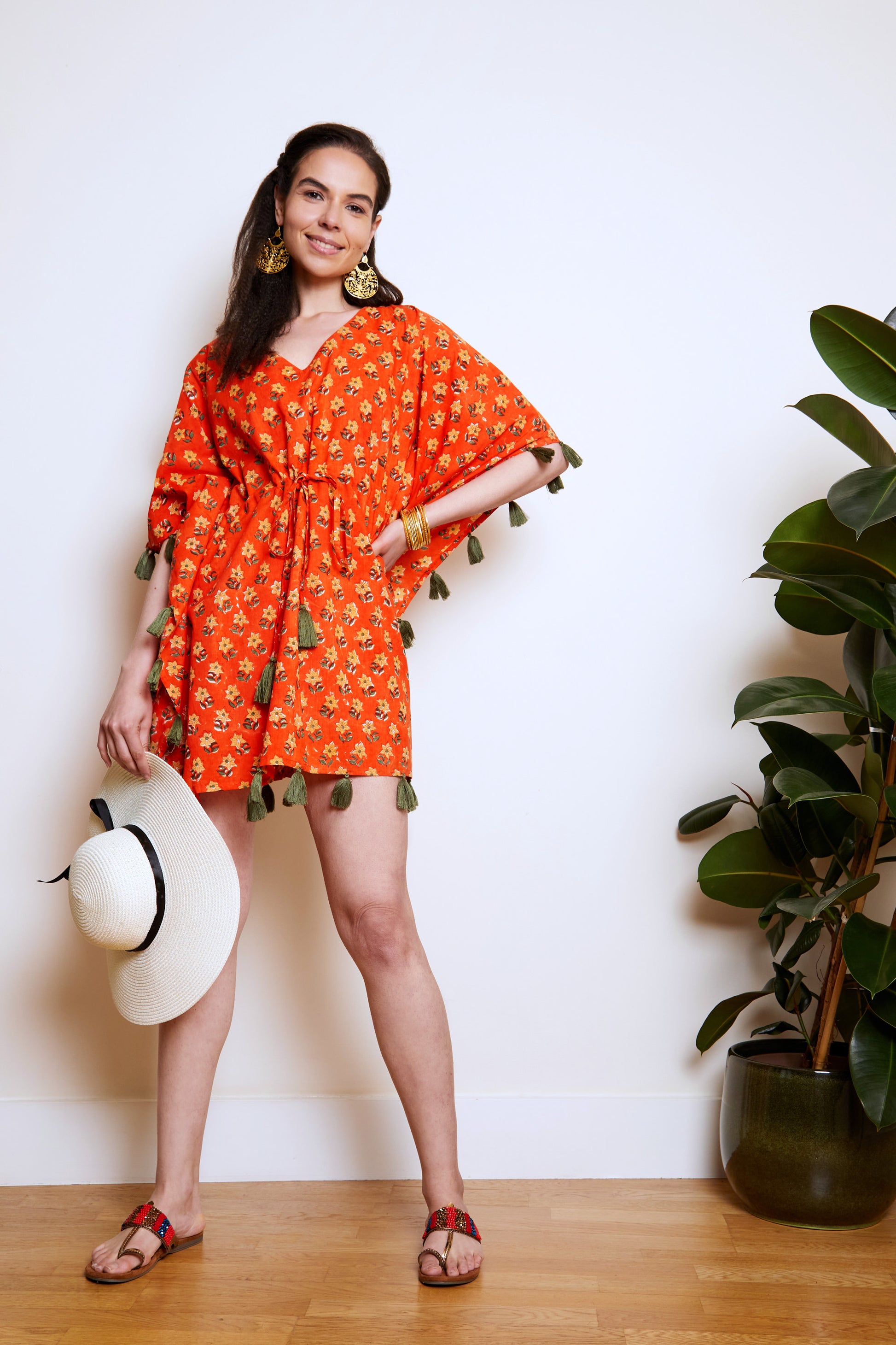 Block Print Cotton Kaftan Cover-up