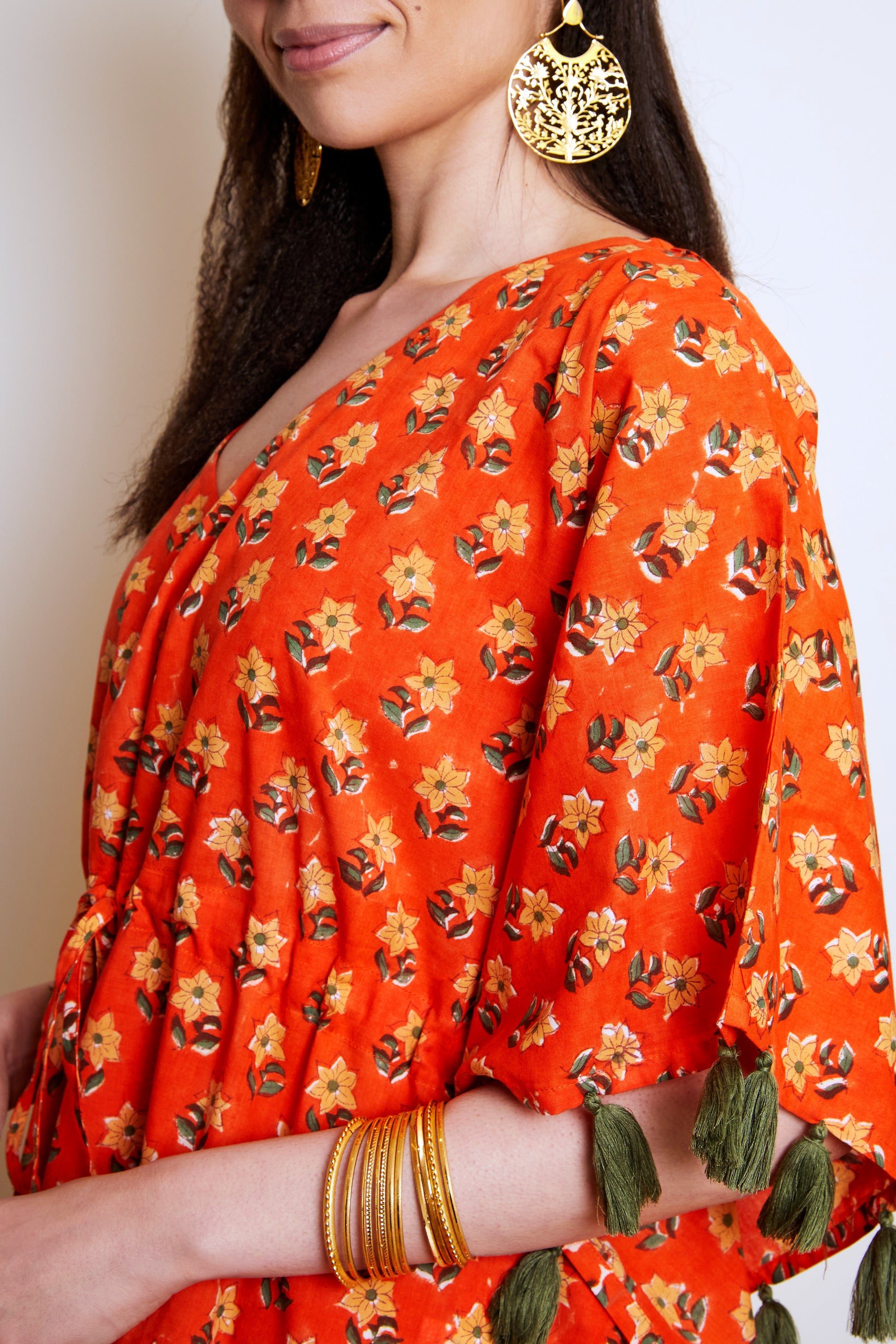 Block Print Cotton Kaftan Cover-up