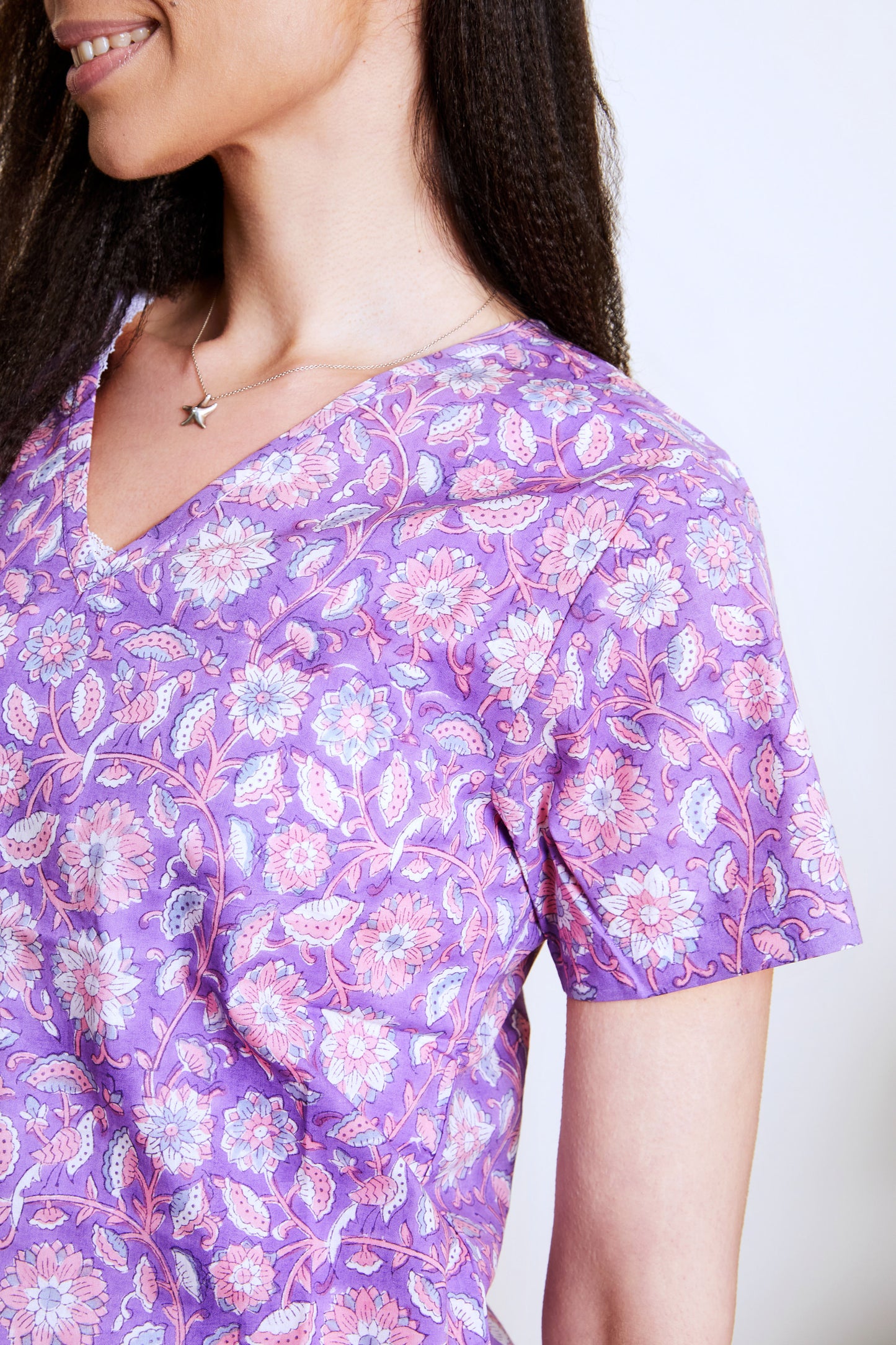 purple floral short pyjamas