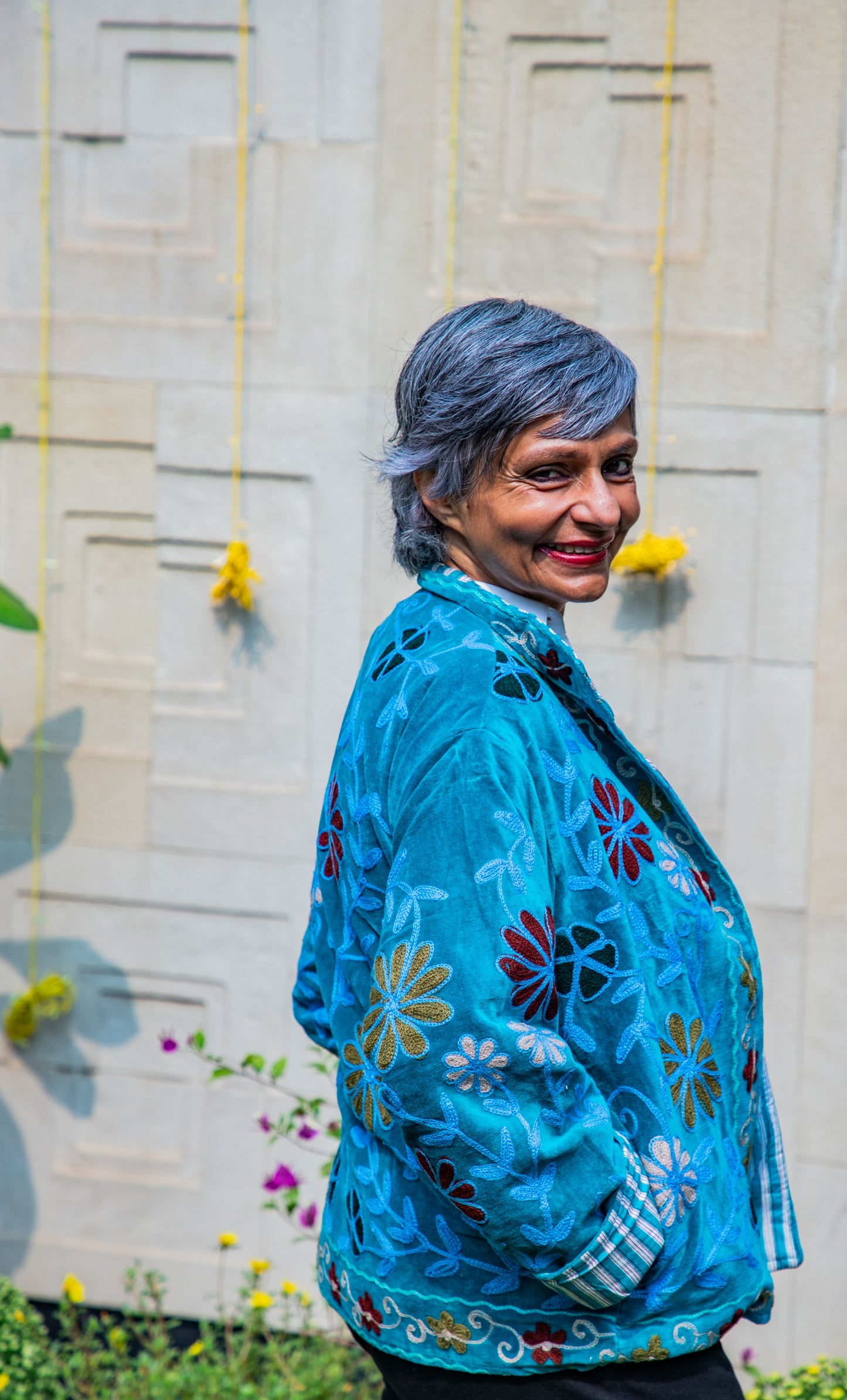 VELVET SUZANI JACKET - TURQUOISE & BURGUNDY FLORAL