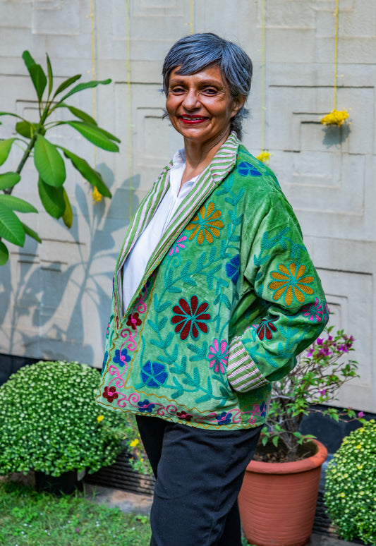 VELVET SUZANI JACKET - LIGHT GREEN