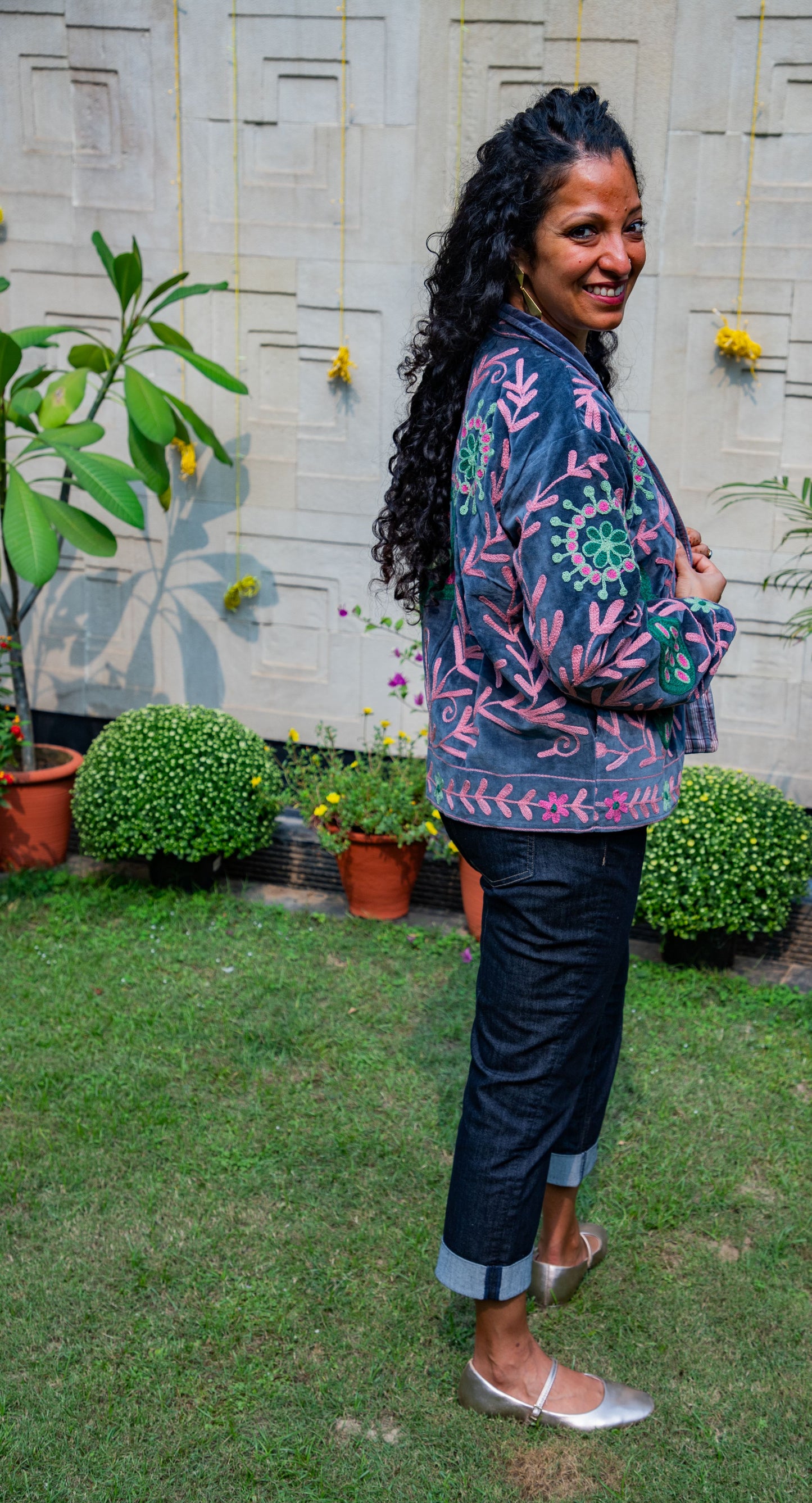 VELVET SUZANI JACKET - CHARCOAL GREY