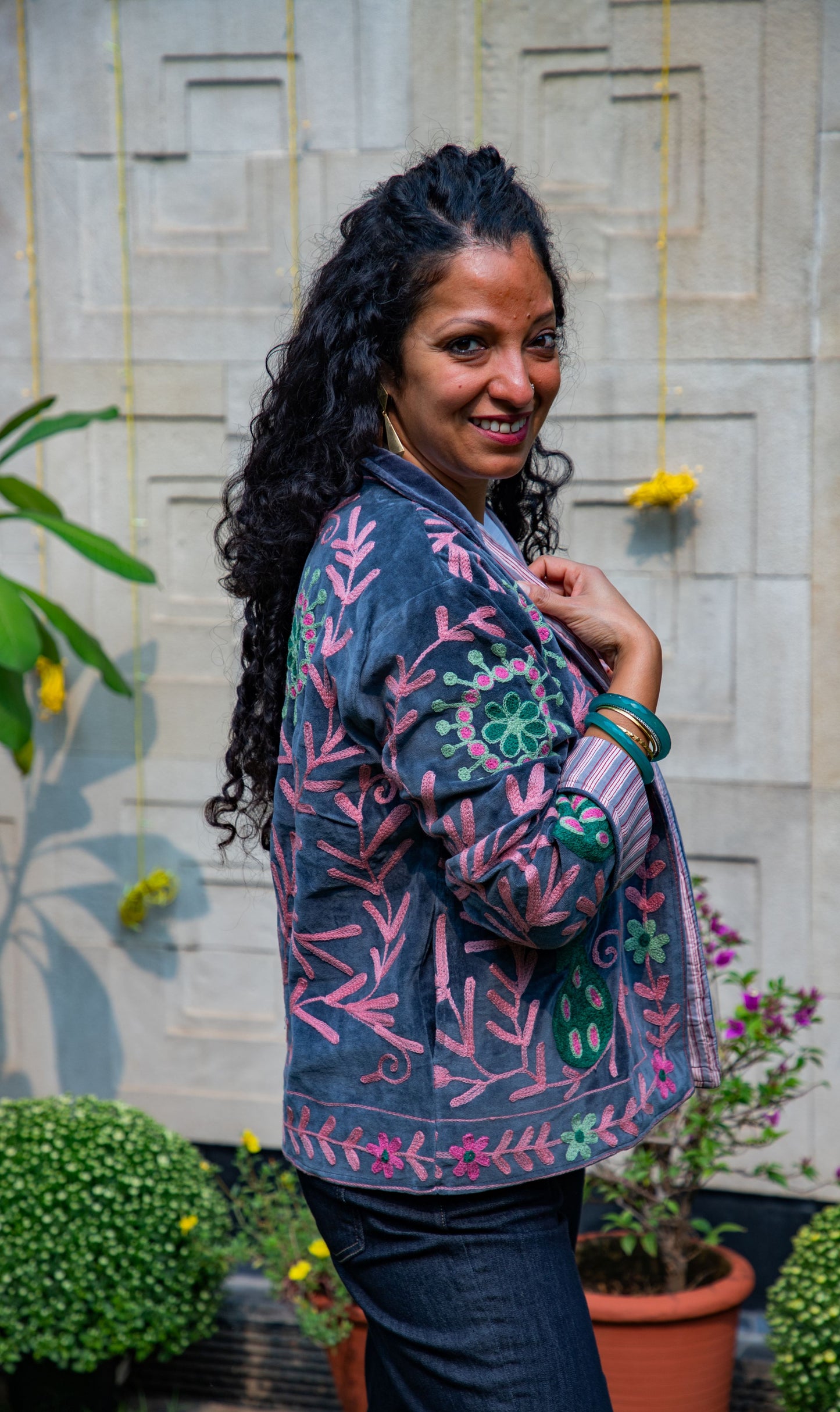 VELVET SUZANI JACKET - CHARCOAL GREY