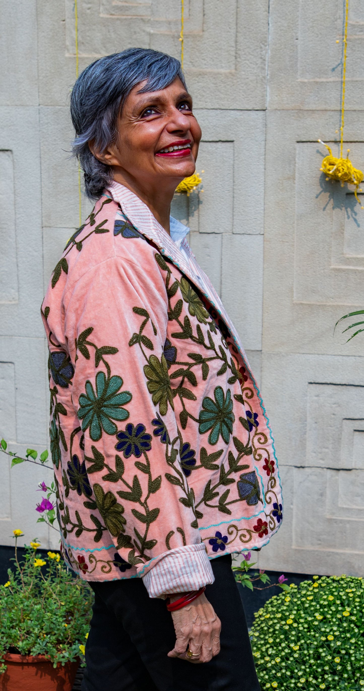 VELVET SUZANI JACKET - PEACH & GREEN FLORAL