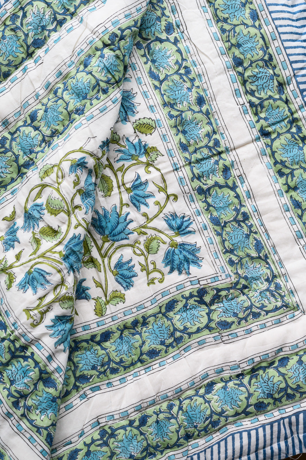 CYPRESS BLOOM BLOCK PRINT COTTON QUILT