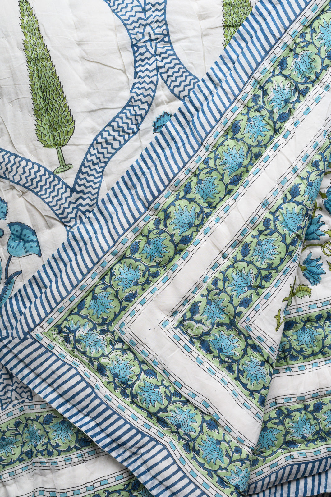 CYPRESS BLOOM BLOCK PRINT COTTON QUILT